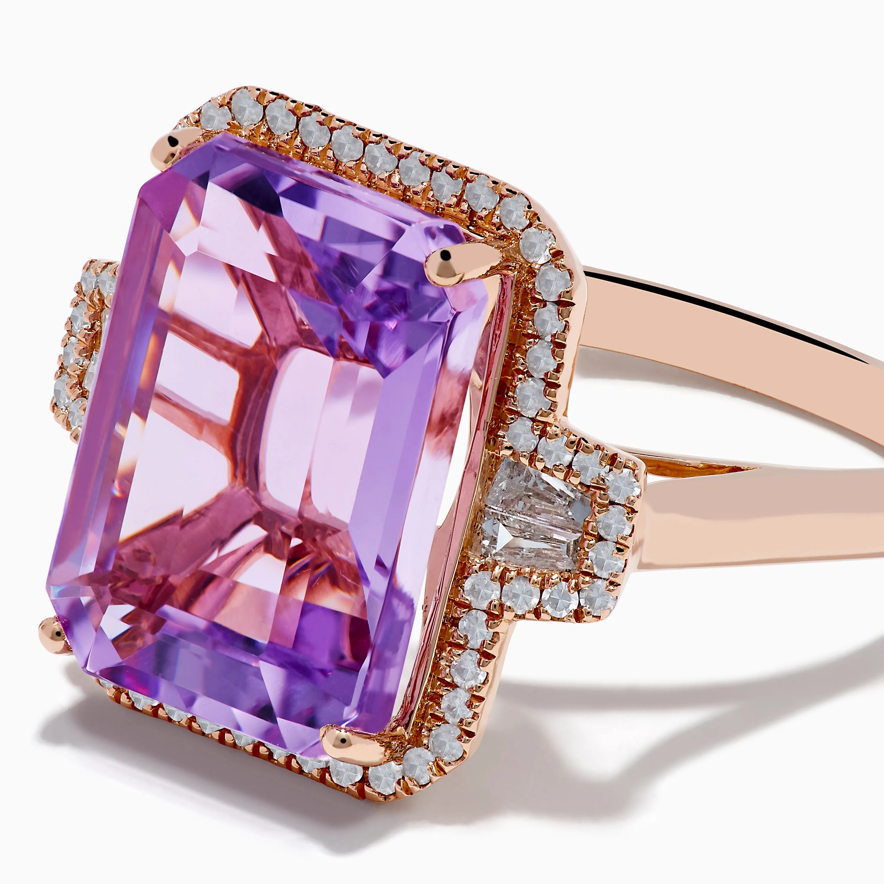 14K Rose Gold Pink Amethyst and Diamond Cocktail Ring sold by Effy product image thumbnail 3