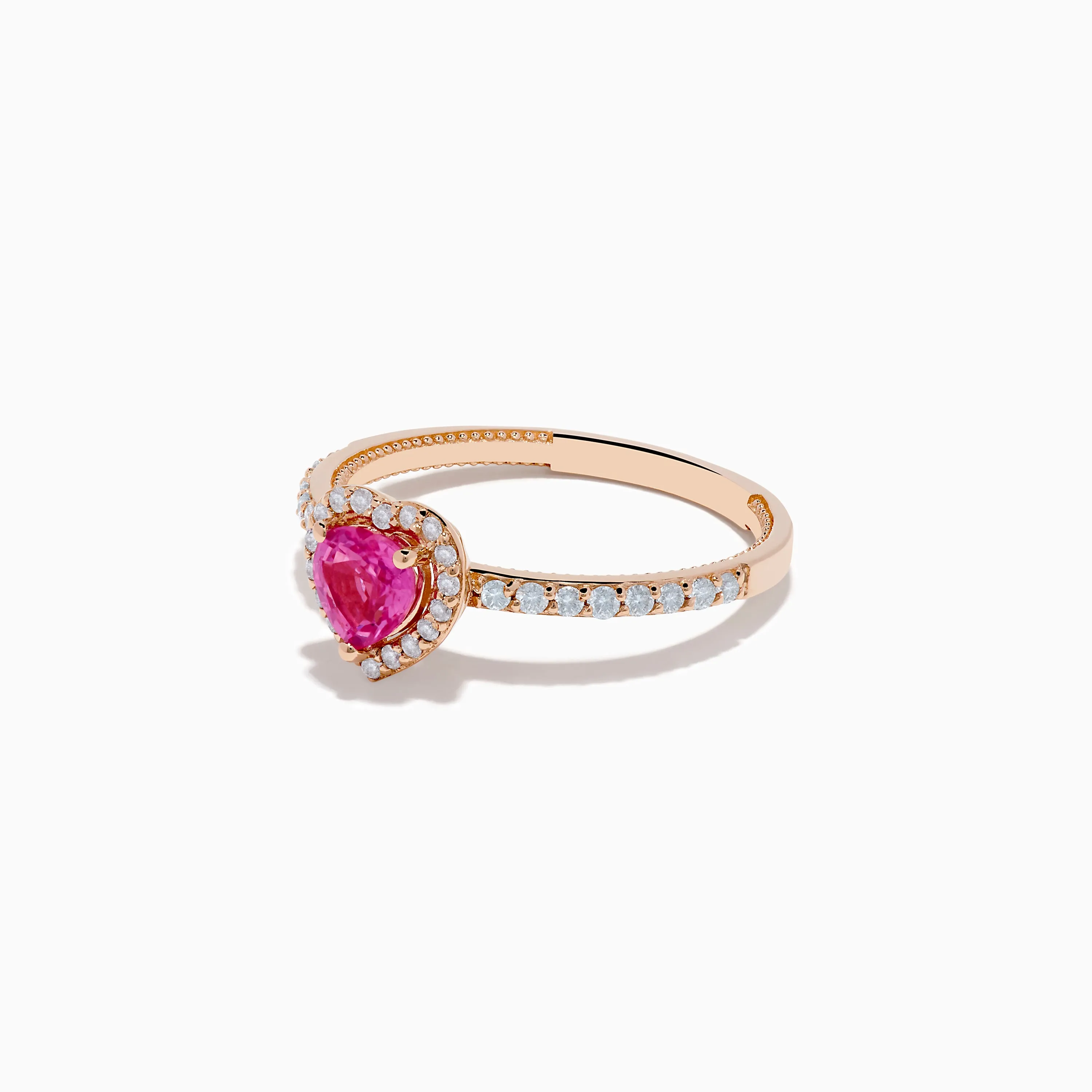 Novelty 14K Rose Gold Pink Sapphire and Diamond Heart Ring sold by Effy product image thumbnail 2