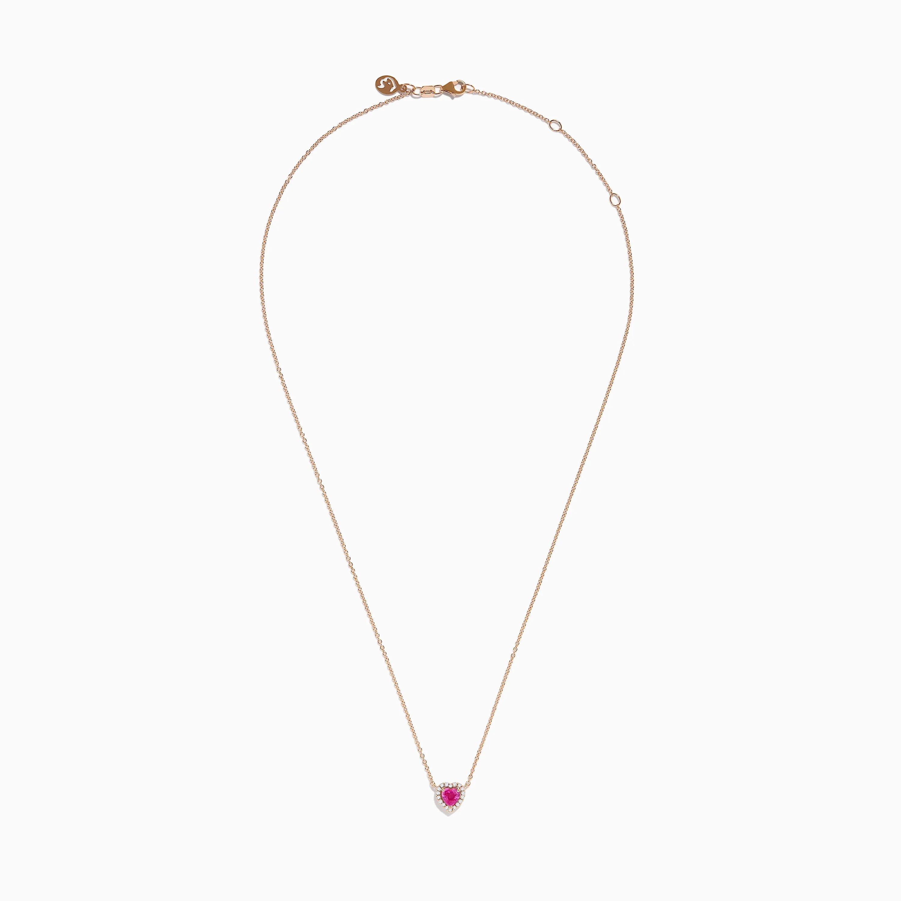 Novelty 14K Rose Gold Pink Sapphire and Diamond Heart Necklace sold by Effy product image thumbnail 2