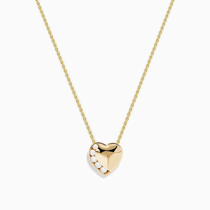 D'Oro 14K Yellow Gold Diamond Heart Pendant sold by Effy