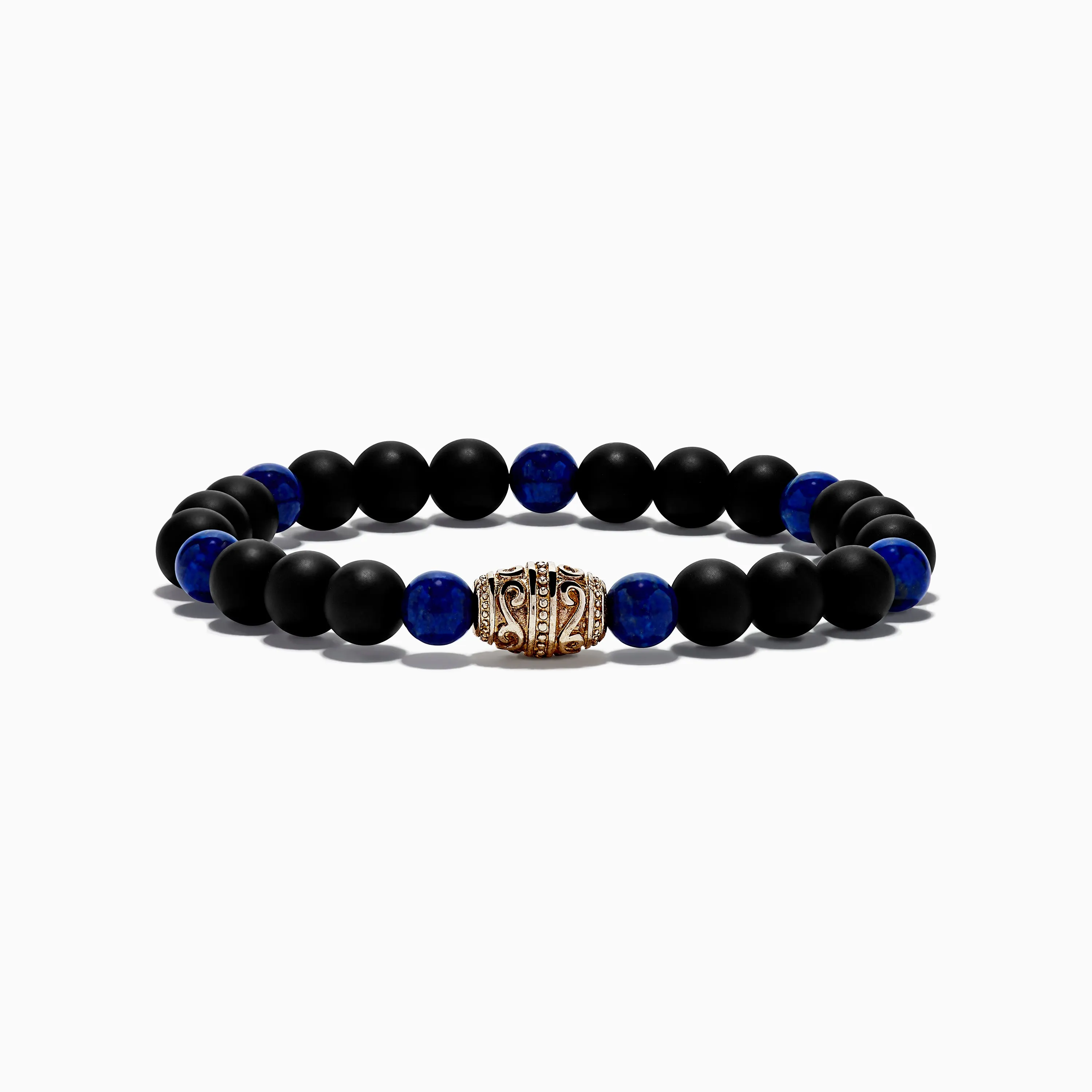 Men's 925 Sterling Silver Onyx and Lapis Beaded Bracelet sold by Effy