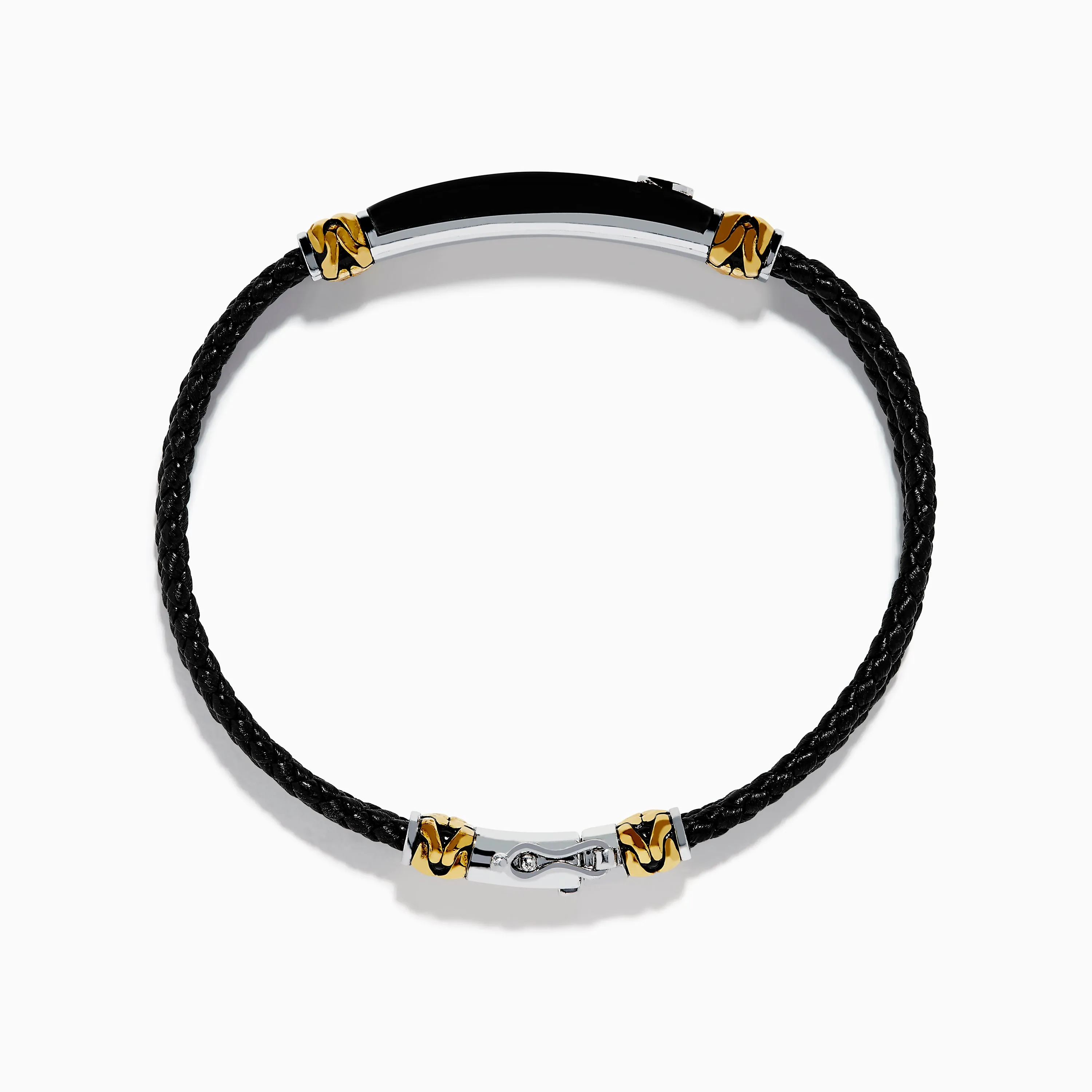 Men's 925 Sterling Silver and Leather Onyx Bracelet sold by Effy product image thumbnail 3