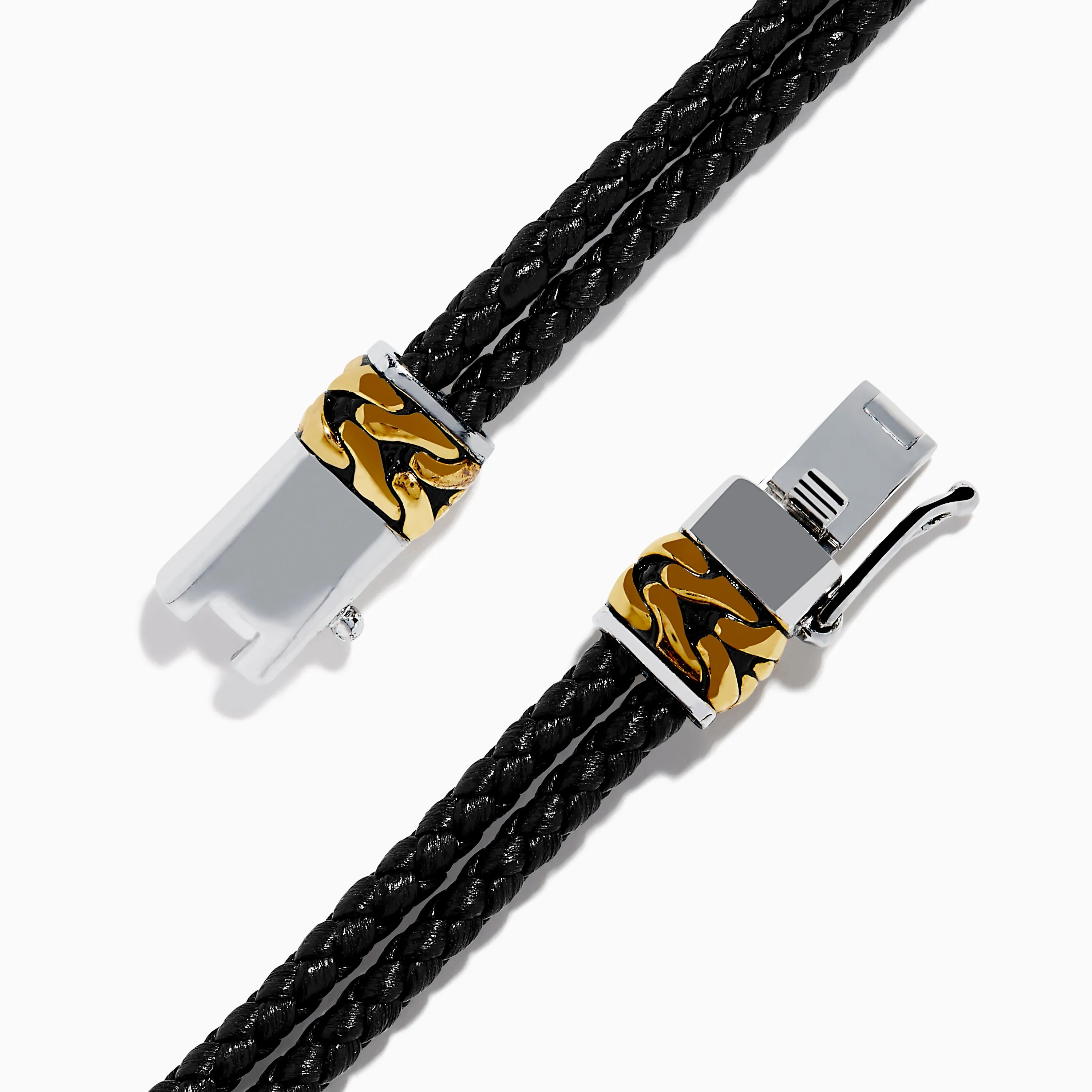 Men's 925 Sterling Silver and Leather Onyx Bracelet sold by Effy product image thumbnail 2