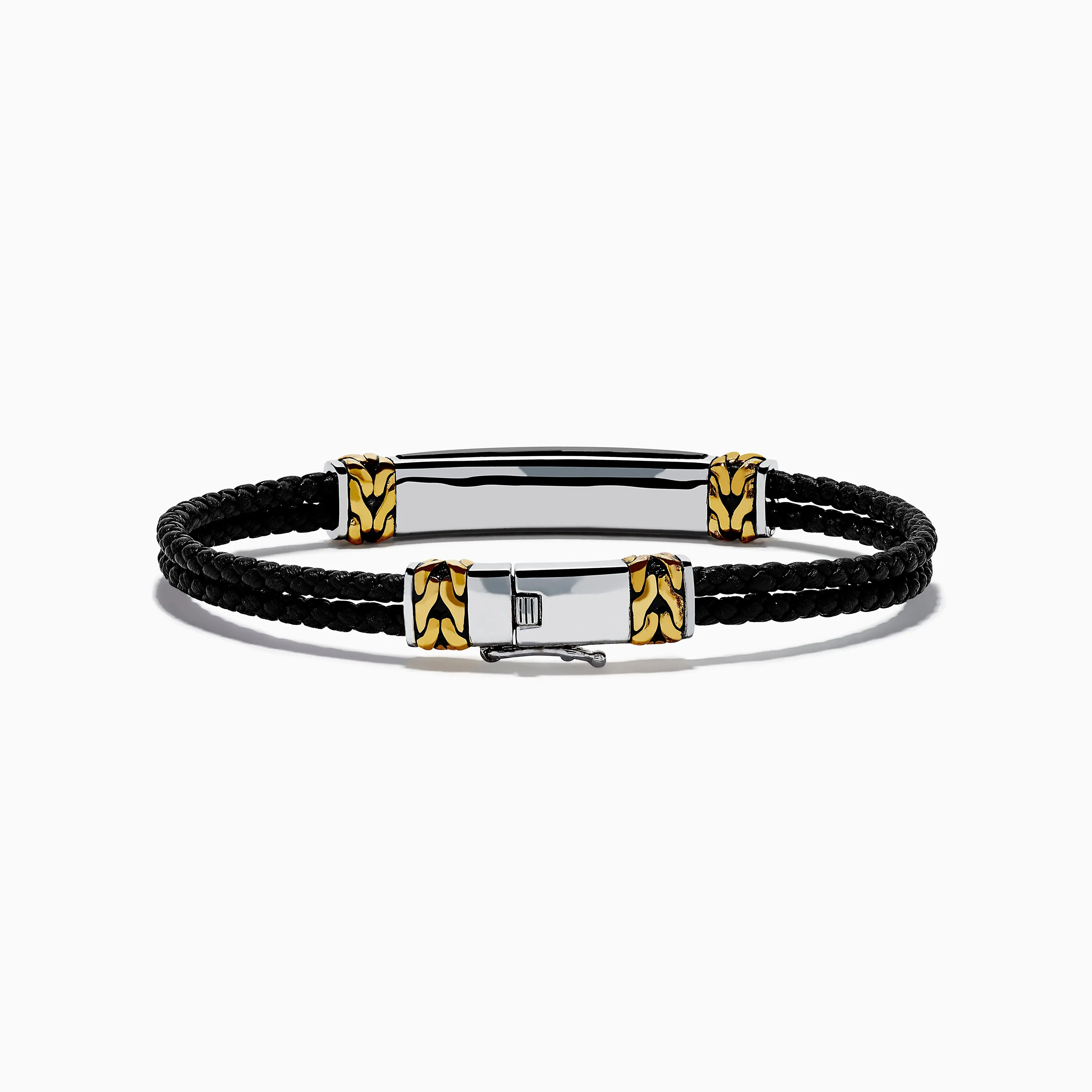 Men's 925 Sterling Silver and Leather Onyx Bracelet sold by Effy product image thumbnail 4