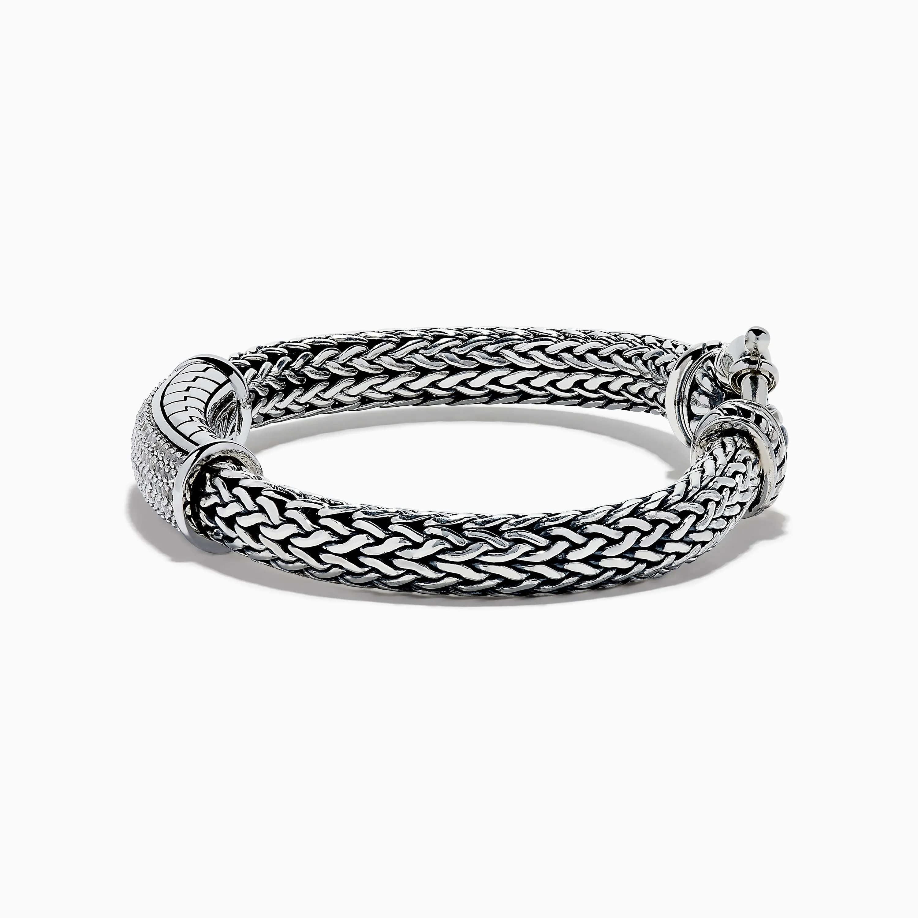 Men's 925 Sterling Silver White Sapphire Braided Chain Bracelet sold by Effy product image thumbnail 2