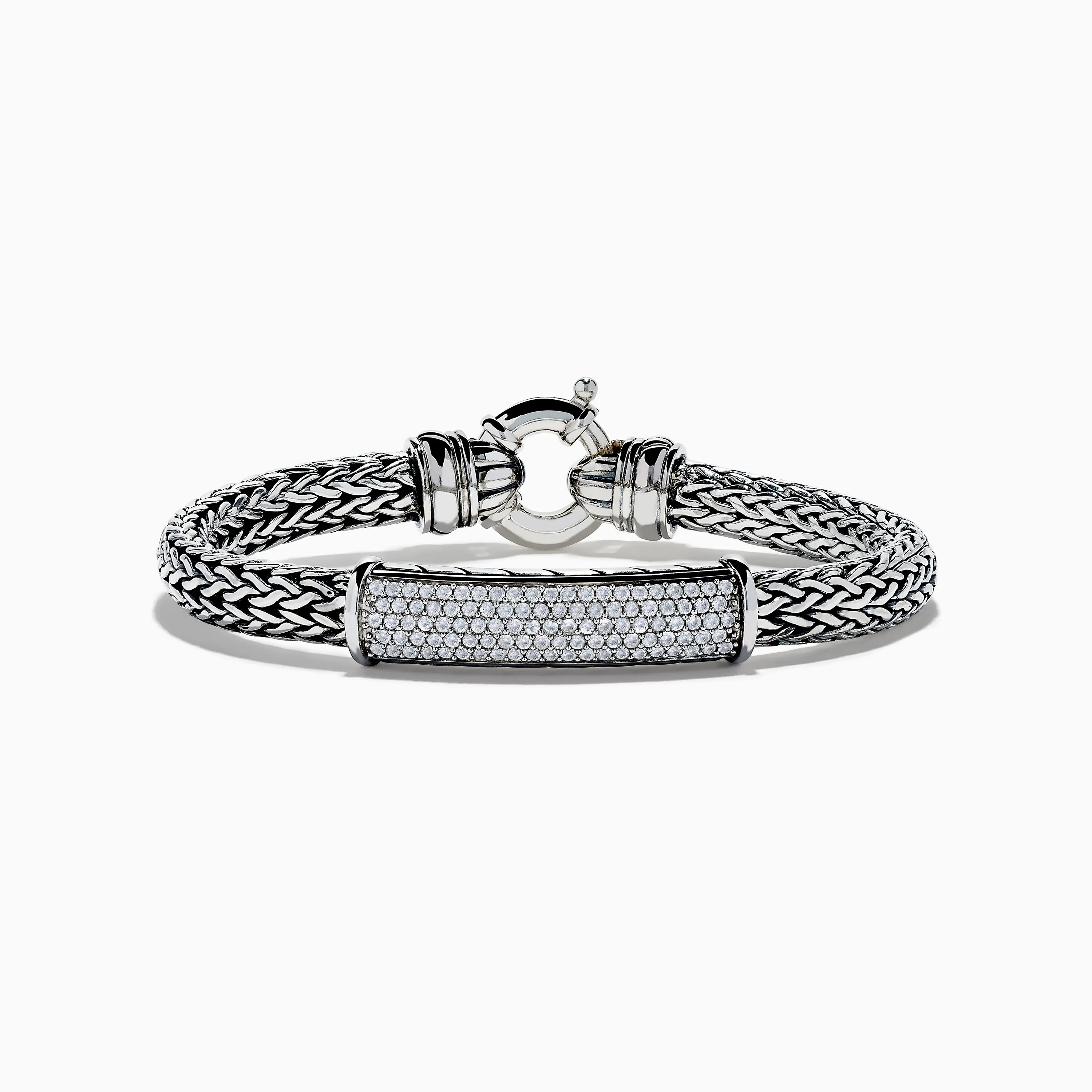 Men's 925 Sterling Silver White Sapphire Braided Chain Bracelet sold by Effy