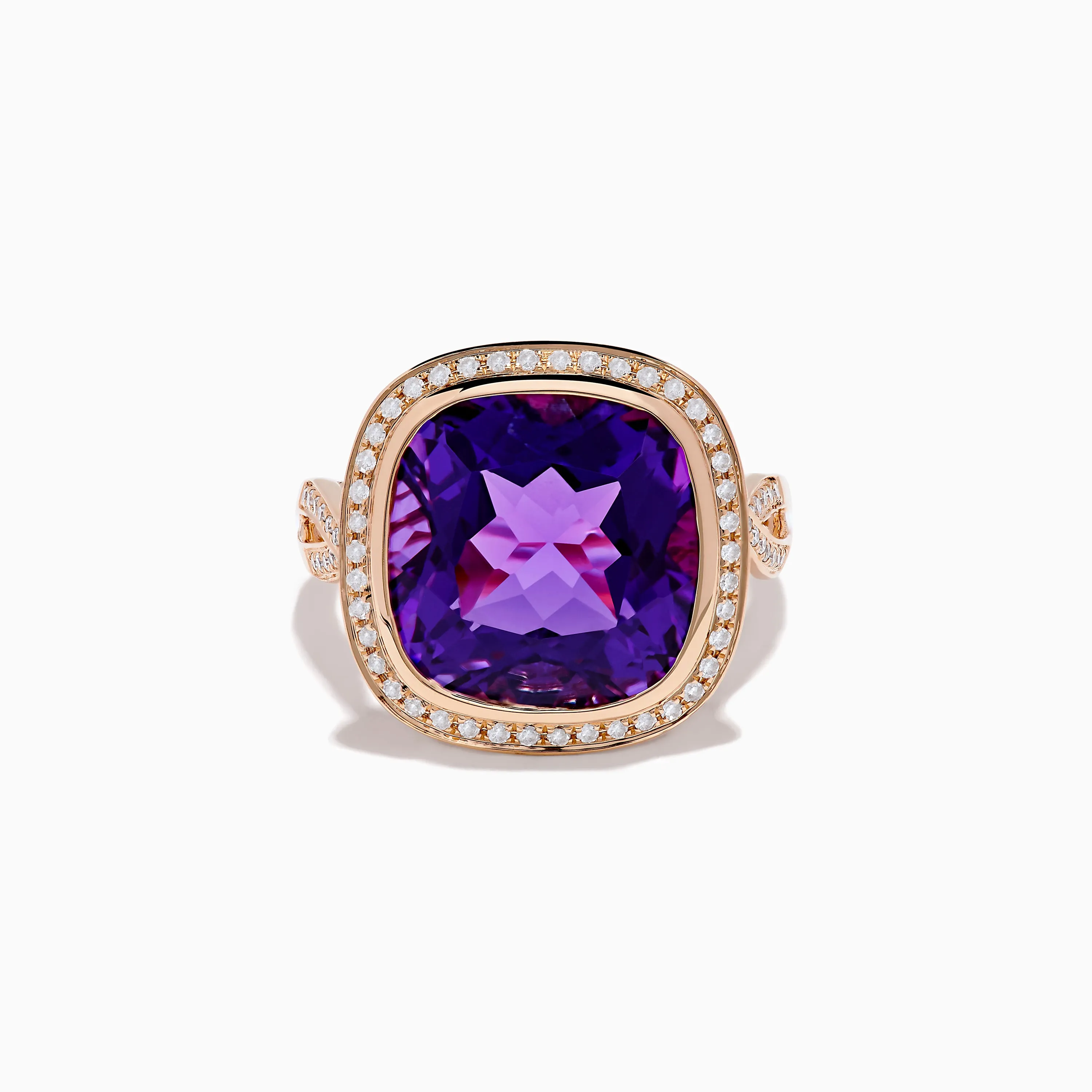 14K Rose Gold Amethyst and Diamond Cocktail Ring sold by Effy