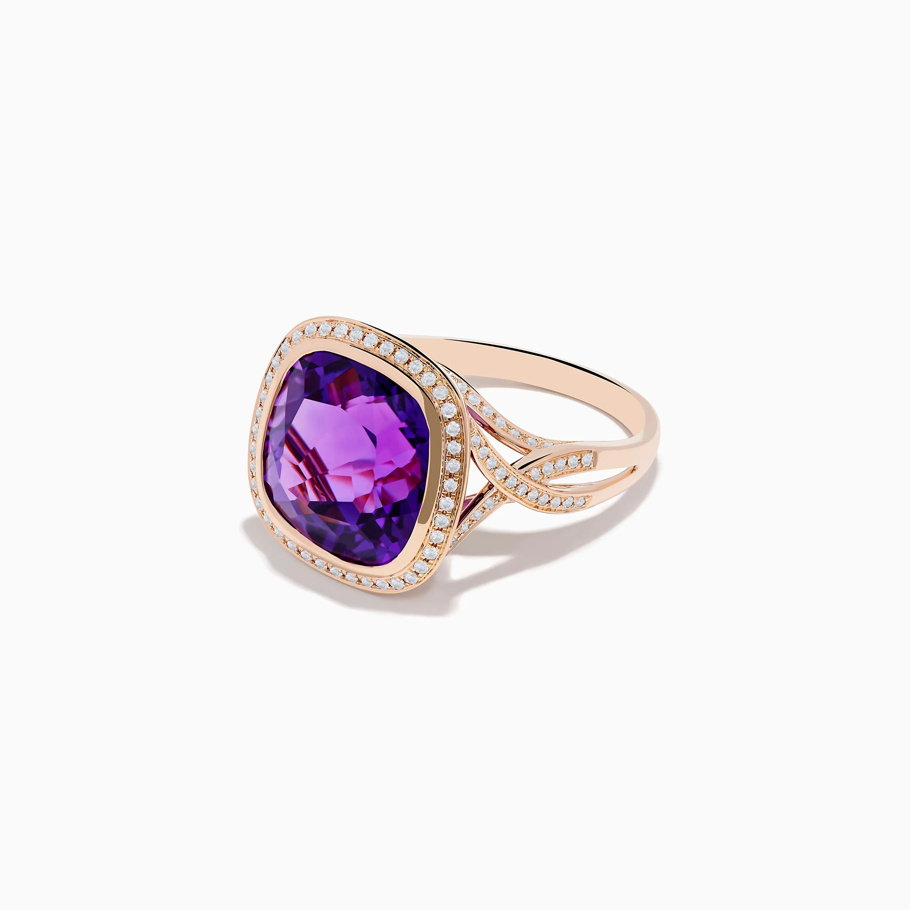 14K Rose Gold Amethyst and Diamond Cocktail Ring sold by Effy product image thumbnail 2