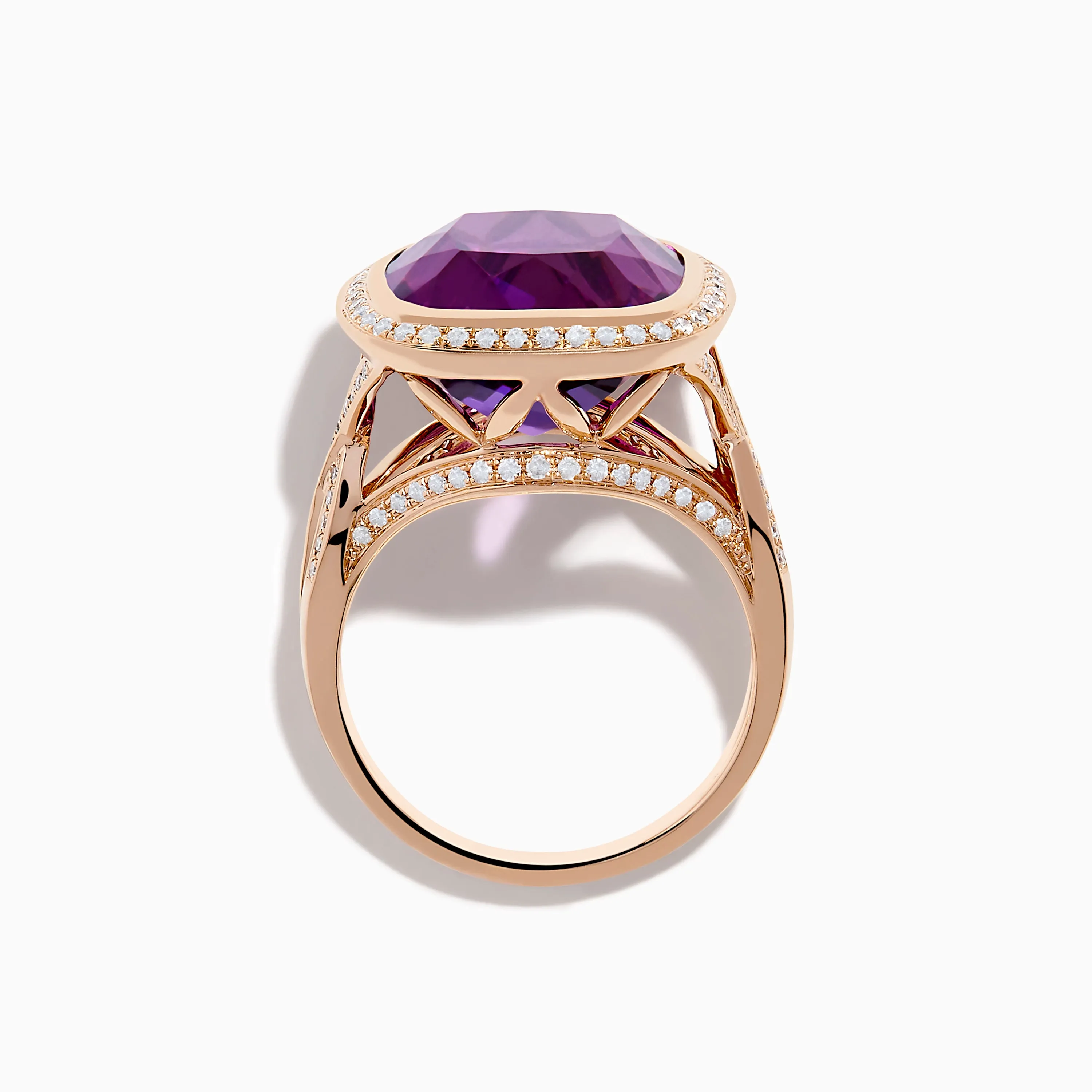 14K Rose Gold Amethyst and Diamond Cocktail Ring sold by Effy product image thumbnail 3