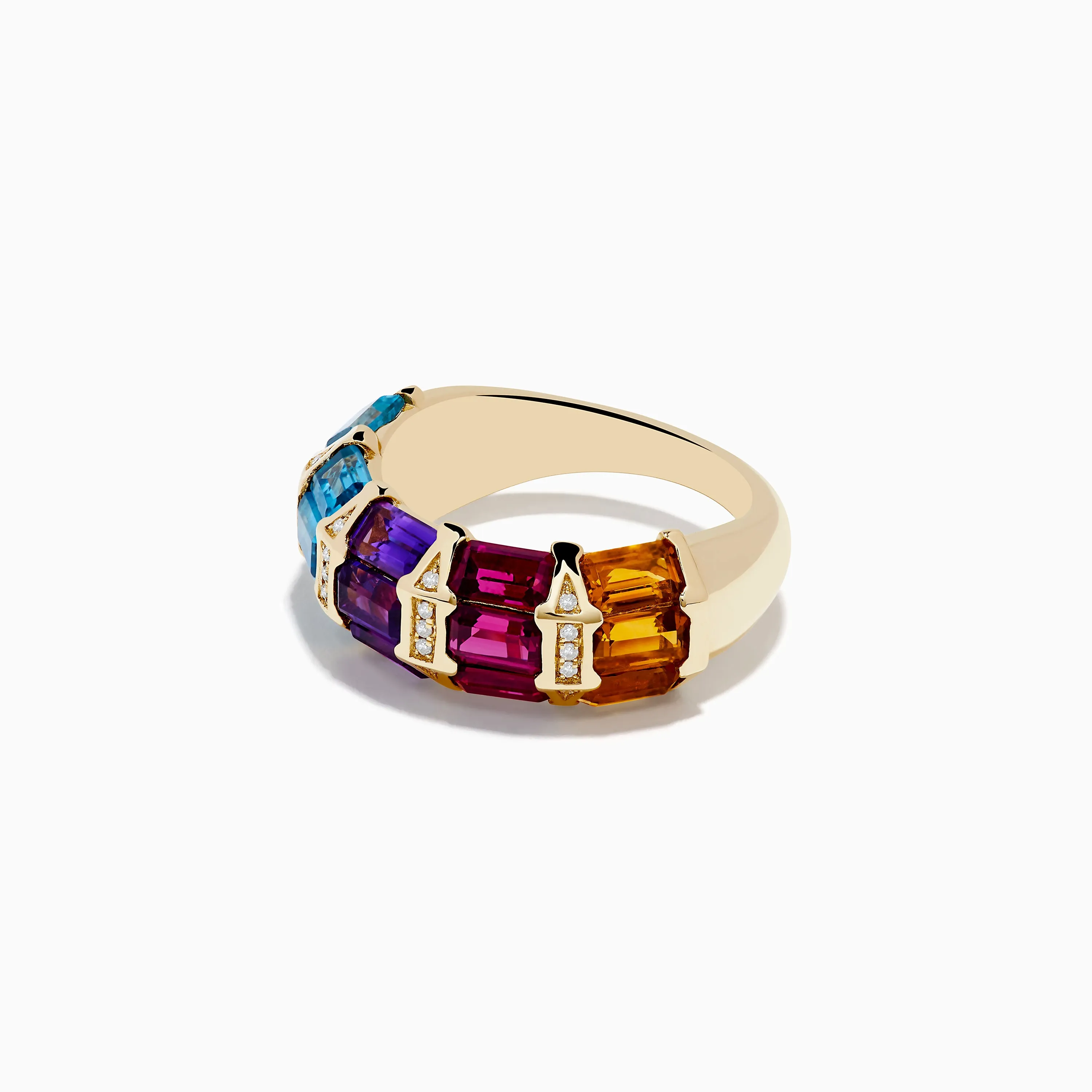 Mosaic 14K Yellow Gold Multi Color Gemstone and Diamond Ring sold by Effy product image thumbnail 2