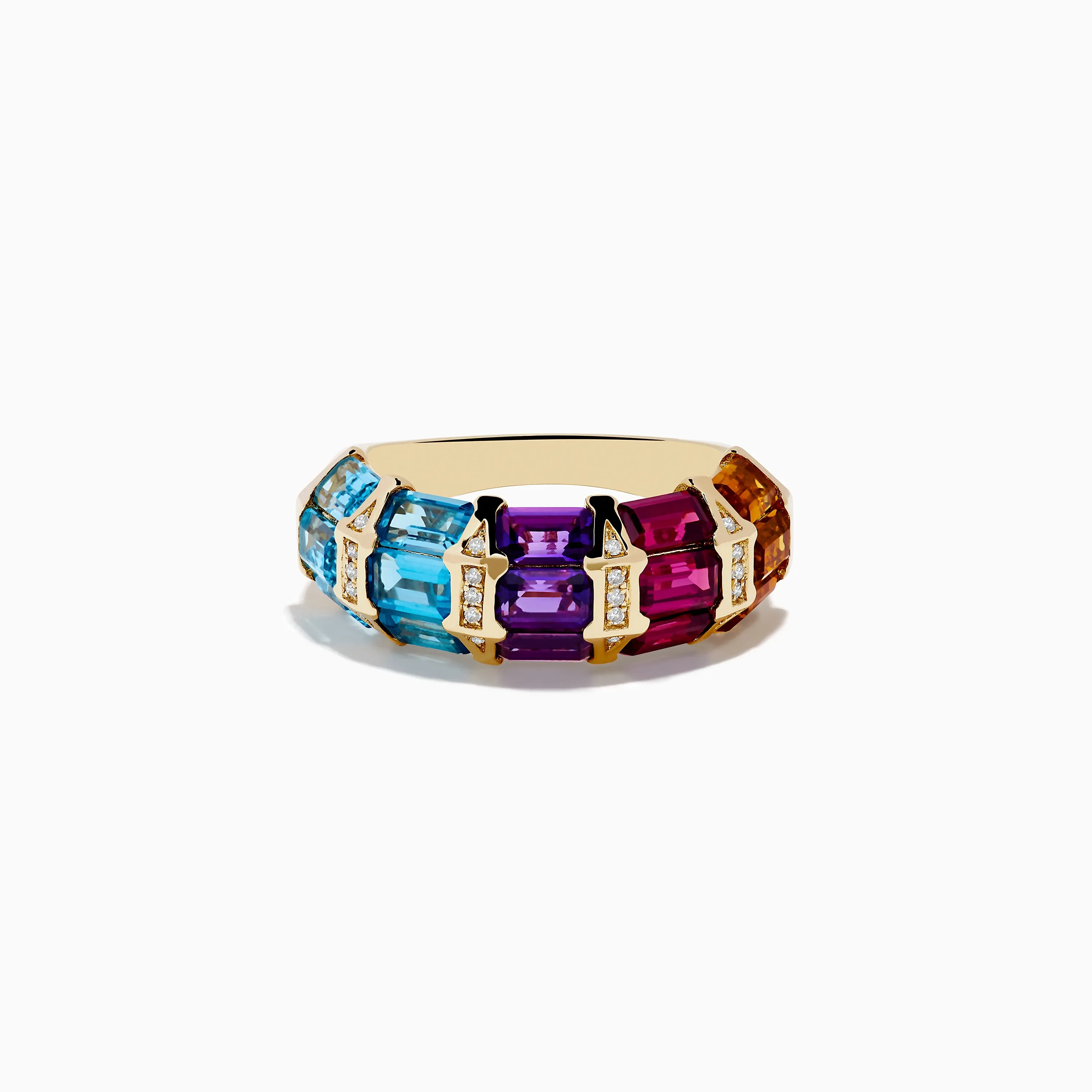 Mosaic 14K Yellow Gold Multi Color Gemstone and Diamond Ring sold by Effy