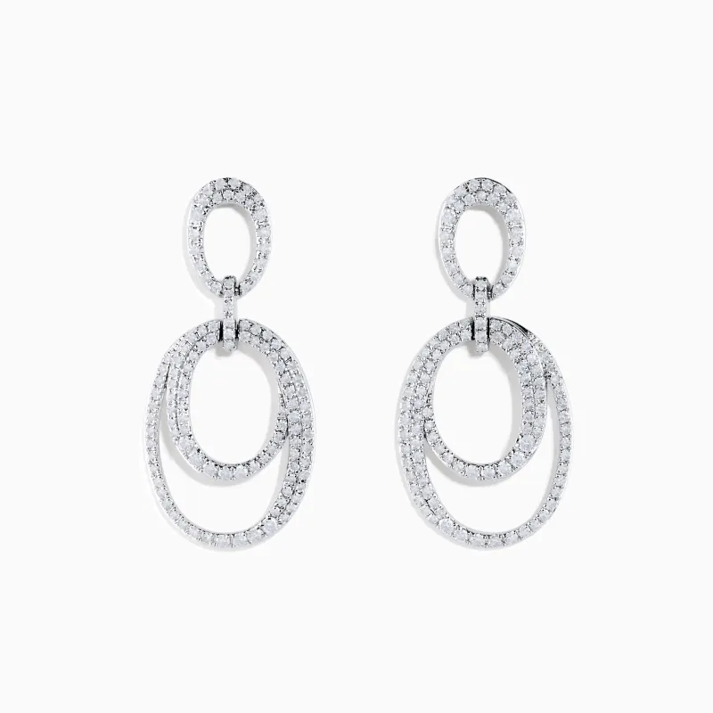 Pave Classica 14K White Gold Diamond Earrings sold by Effy