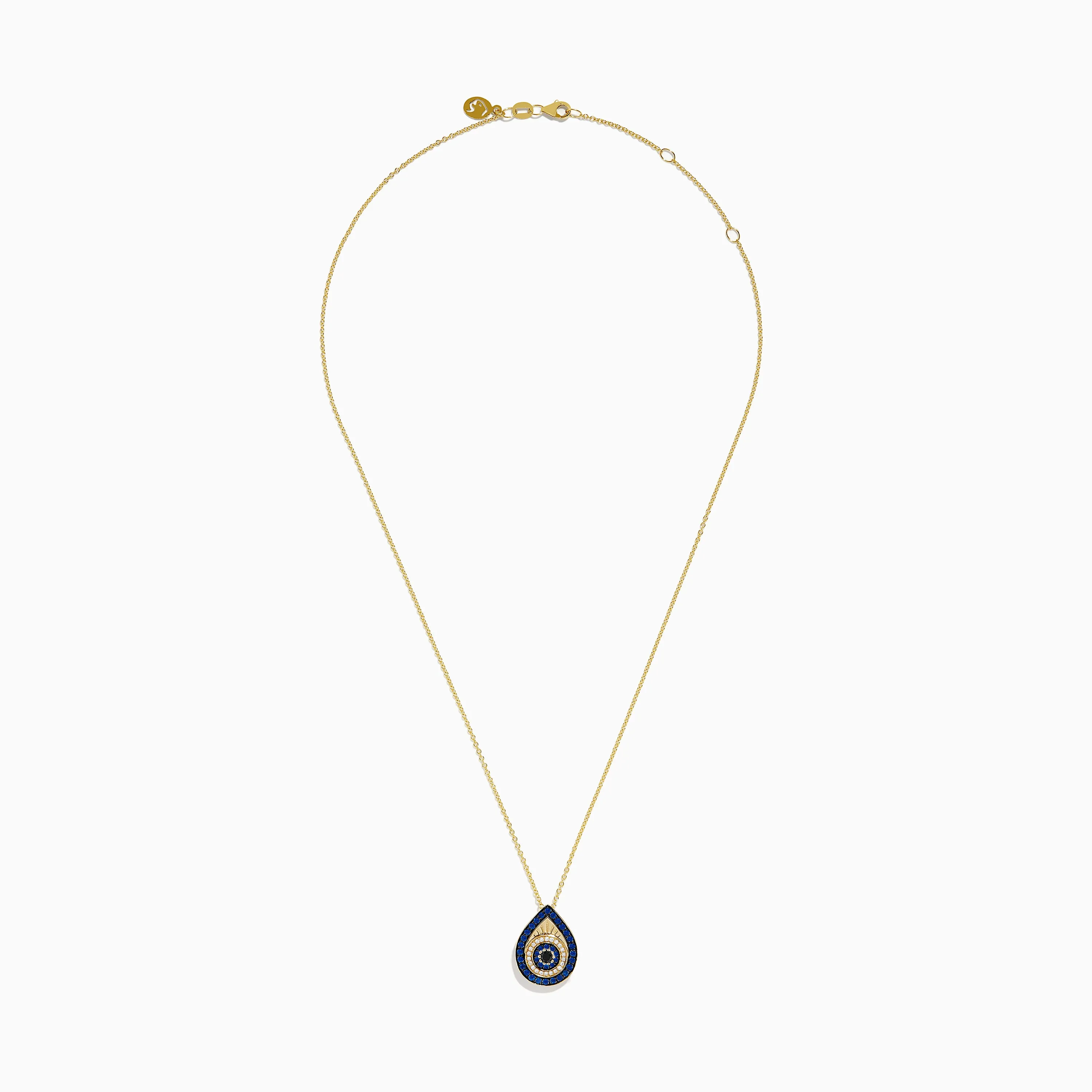 14K Yellow Gold Sapphire, Black and White Diamond Evil Eye Pendant sold by Effy product image thumbnail 2