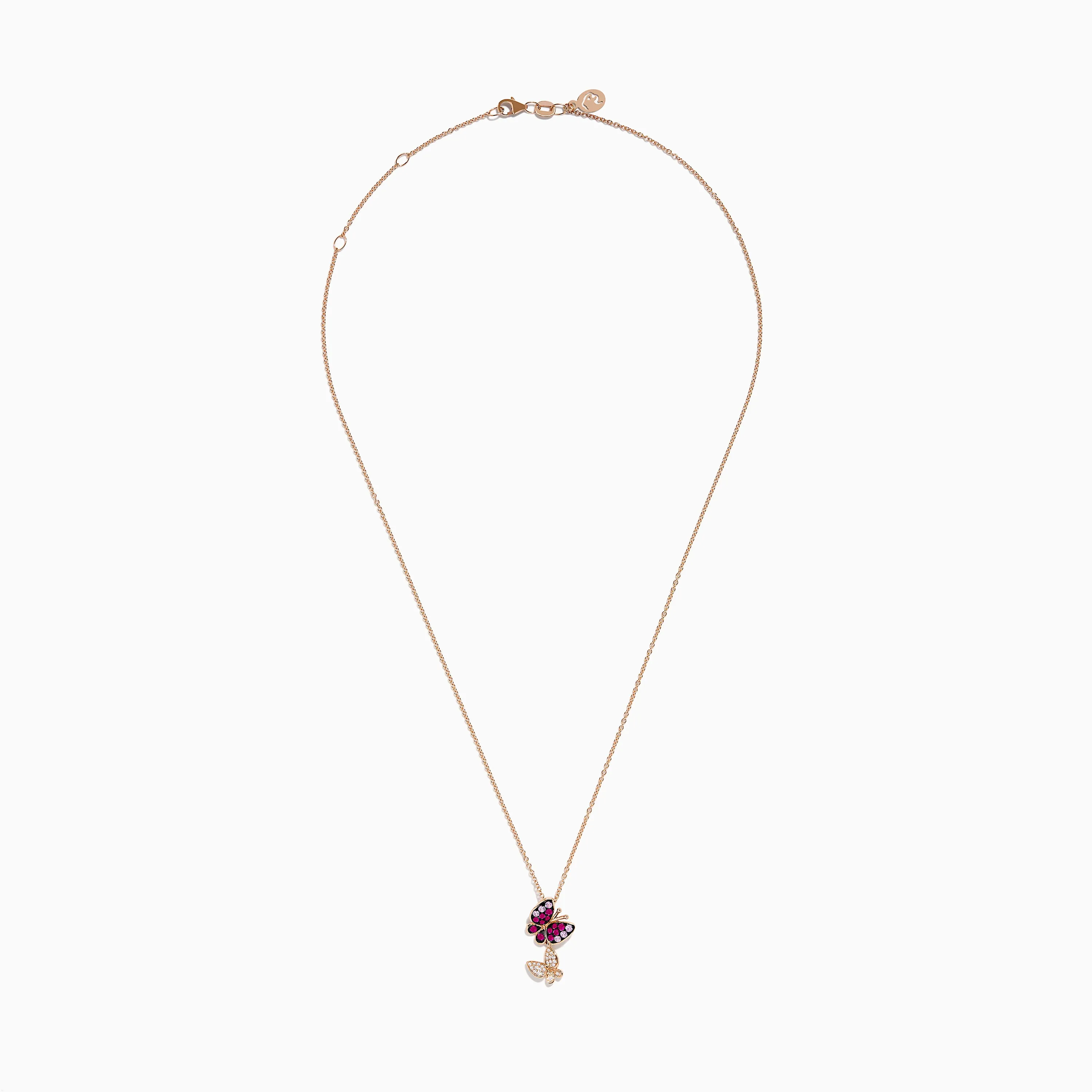 14K Rose Gold Pink Sapphire and Diamond Butterfly Pendant sold by Effy product image thumbnail 2