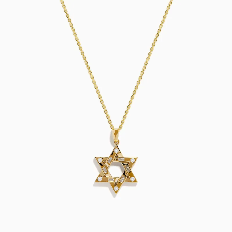 14K Yellow Gold Diamond Star of David Pendant sold by Effy