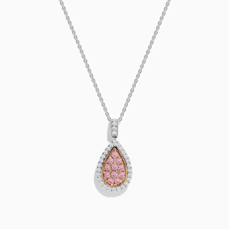 14K Two Tone Gold Pink and White Diamond Pendant sold by Effy