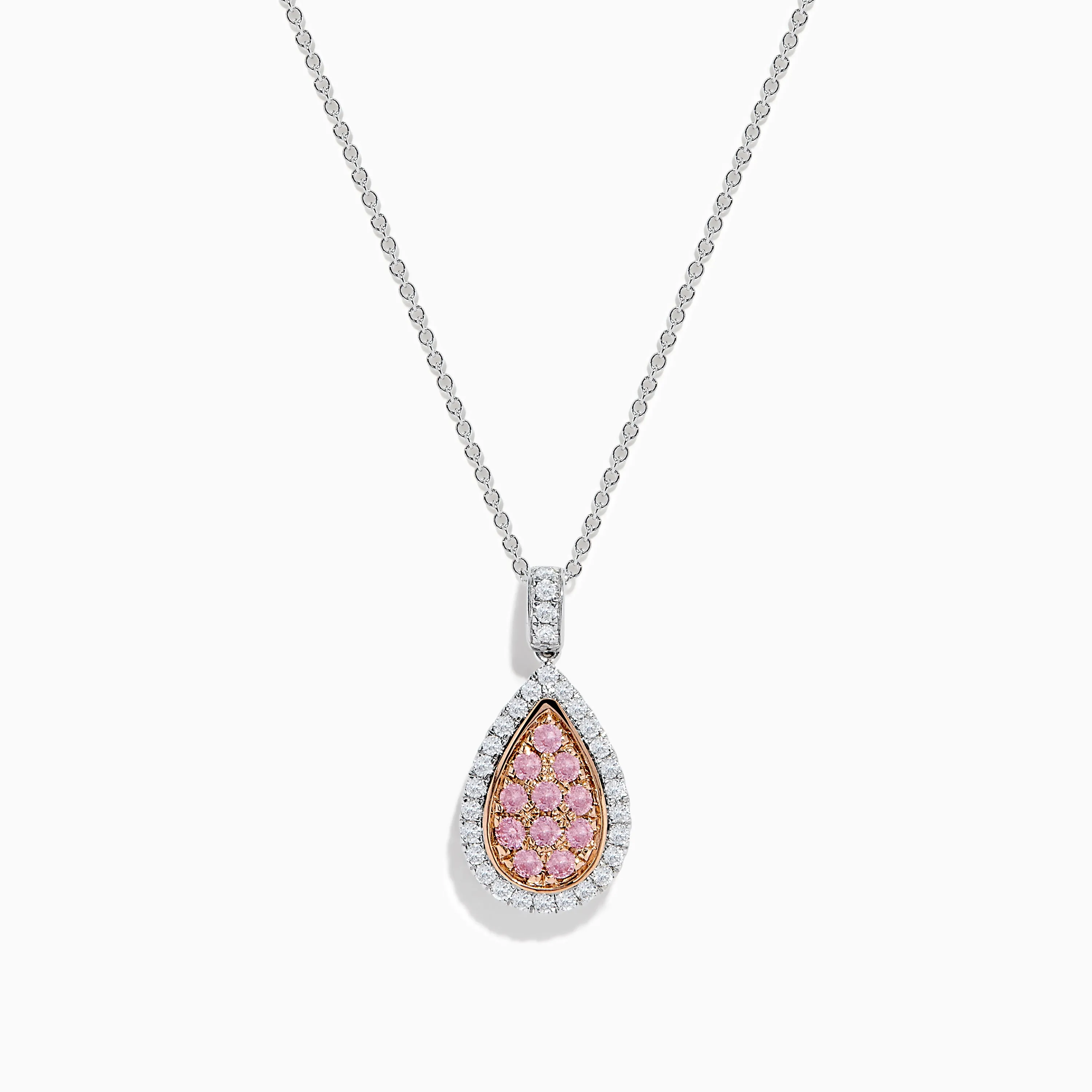 14K Two Tone Gold Pink and White Diamond Pendant sold by Effy