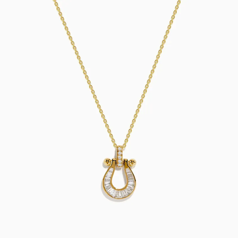 D'Oro 14K Yellow Gold Diamond Horseshoe Pendant sold by Effy