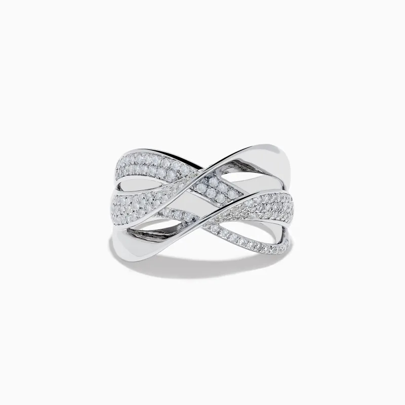 925 Sterling Silver Diamond Crossover Ring sold by Effy