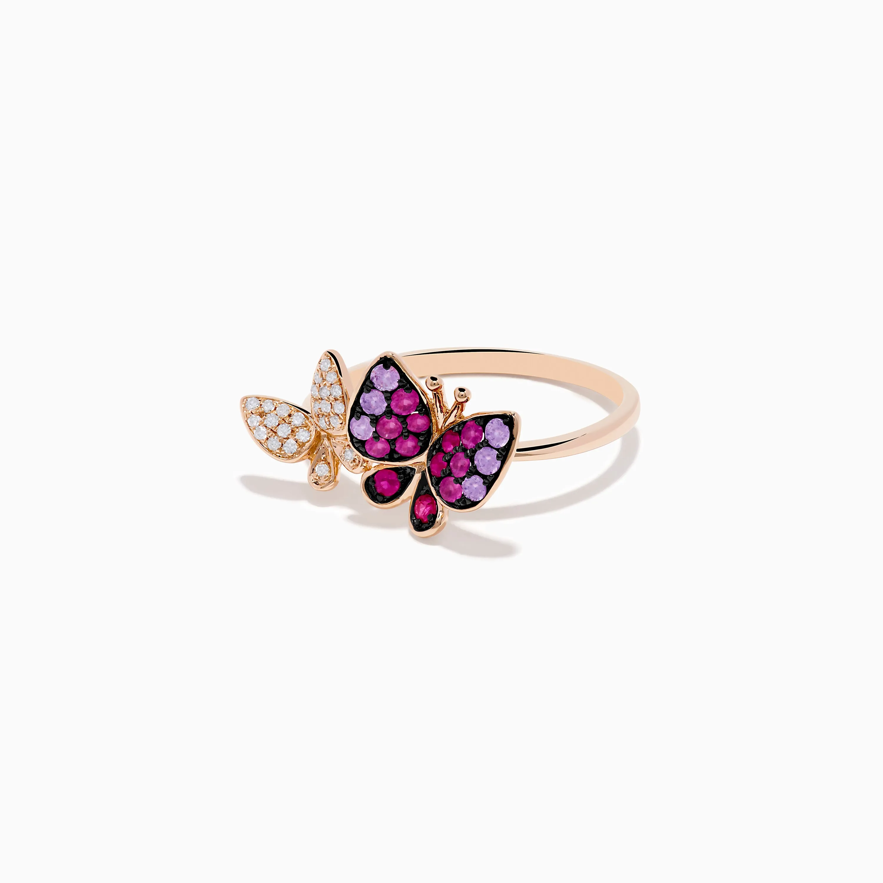 Nature 14K Rose Gold Pink Sapphire and Diamond Butterfly Ring sold by Effy product image thumbnail 2
