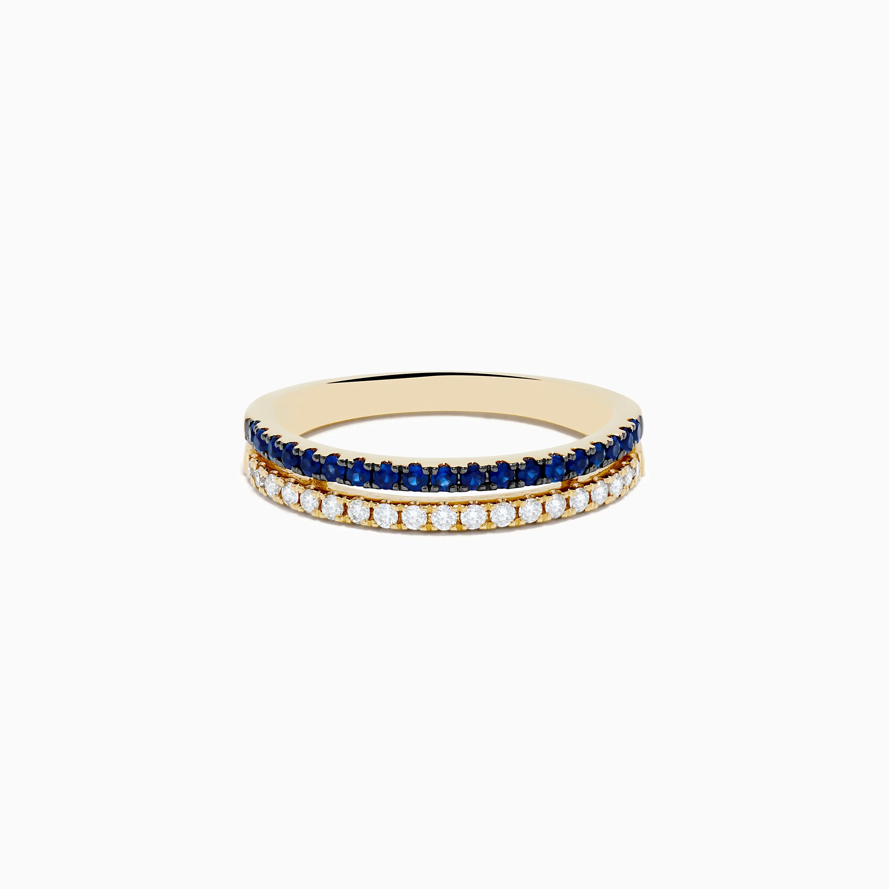 14K Yellow Gold Sapphire and Diamond Stacked Band Ring sold by Effy