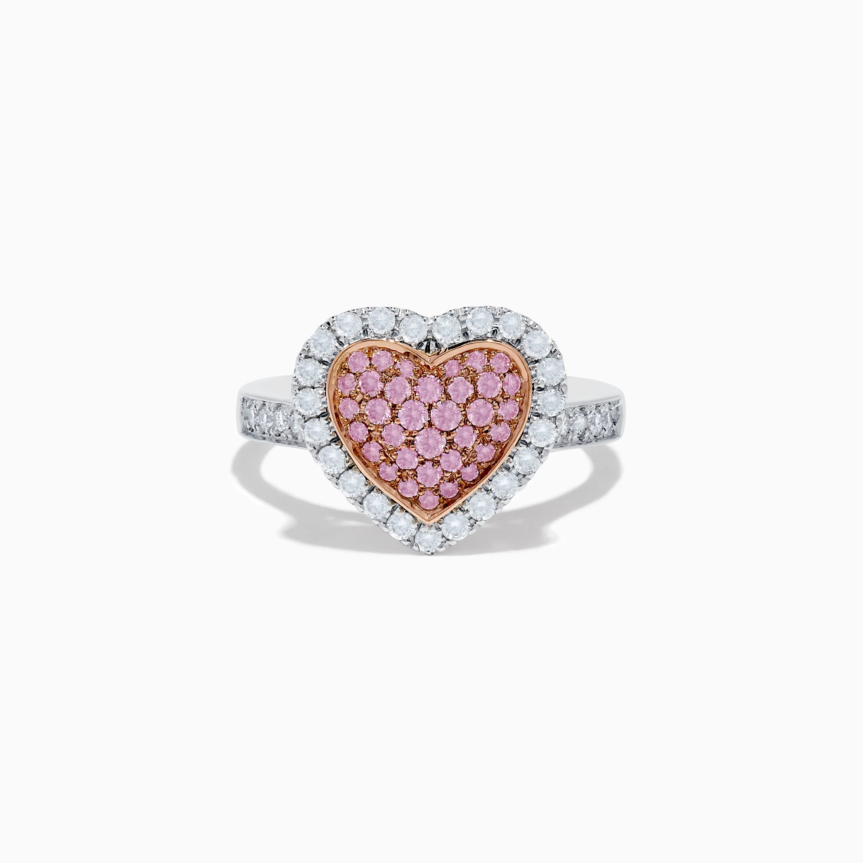 Novelty 14K Two Tone Gold Pink and White Diamond Heart Ring sold by Effy