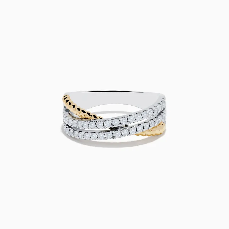 Duo 14K White & Yellow Gold Diamond Crossover Ring sold by Effy