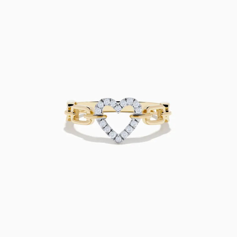 Novelty 14K Two Tone Gold Diamond Heart Ring sold by Effy
