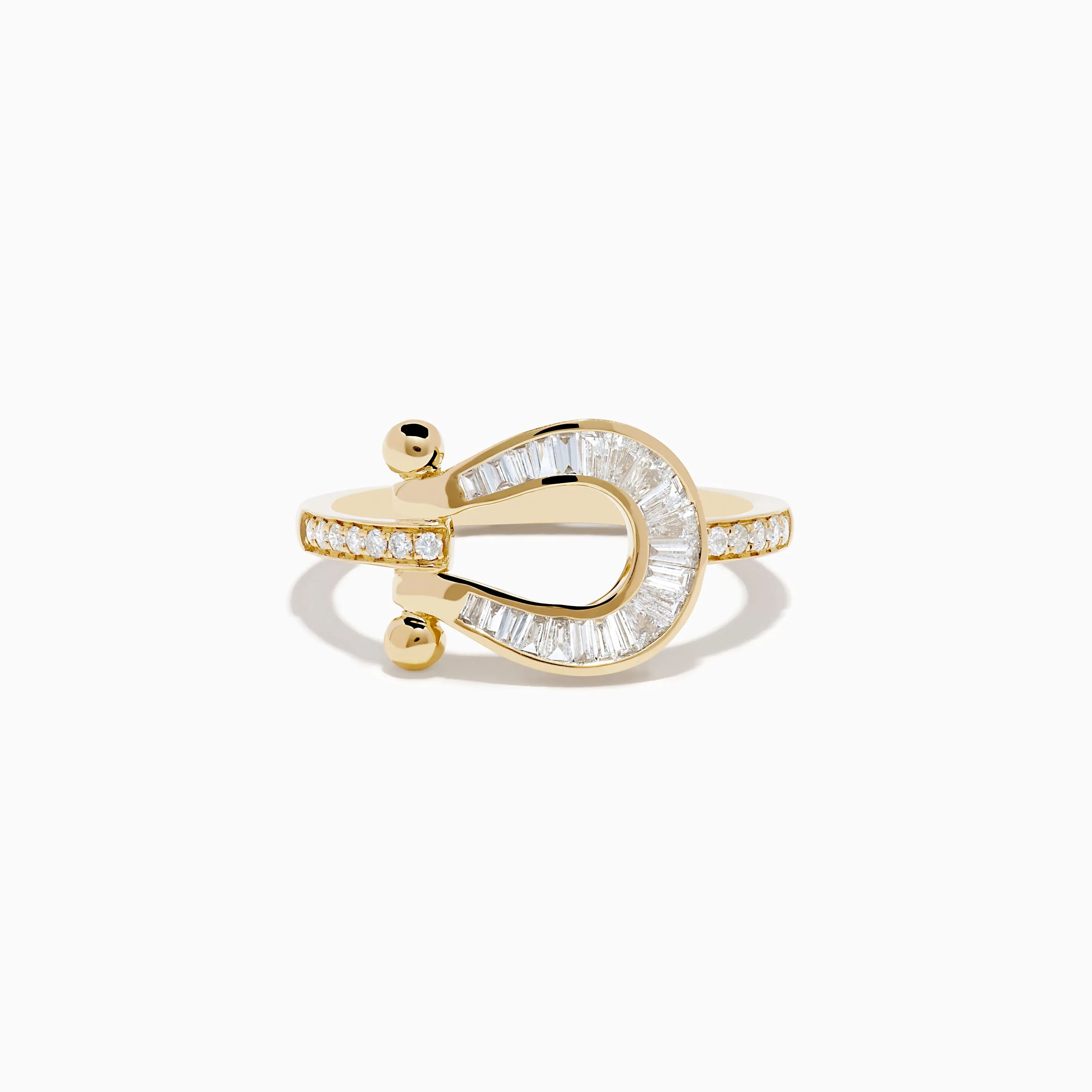 Novelty 14K Yellow Gold Diamond Horseshoe Ring sold by Effy