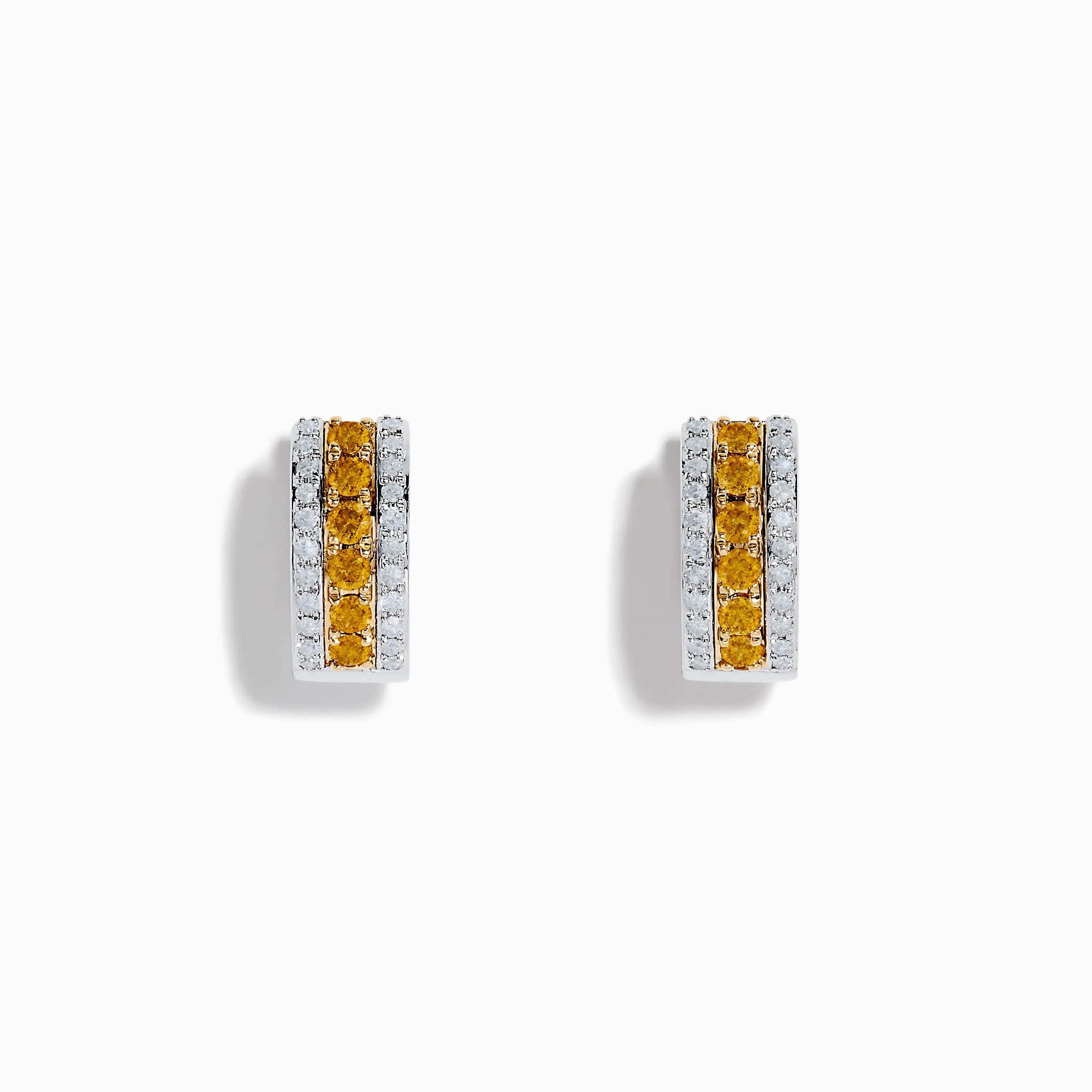 Canare 14K Two Tone Gold Yellow and White Diamond Huggie Earrings sold by Effy