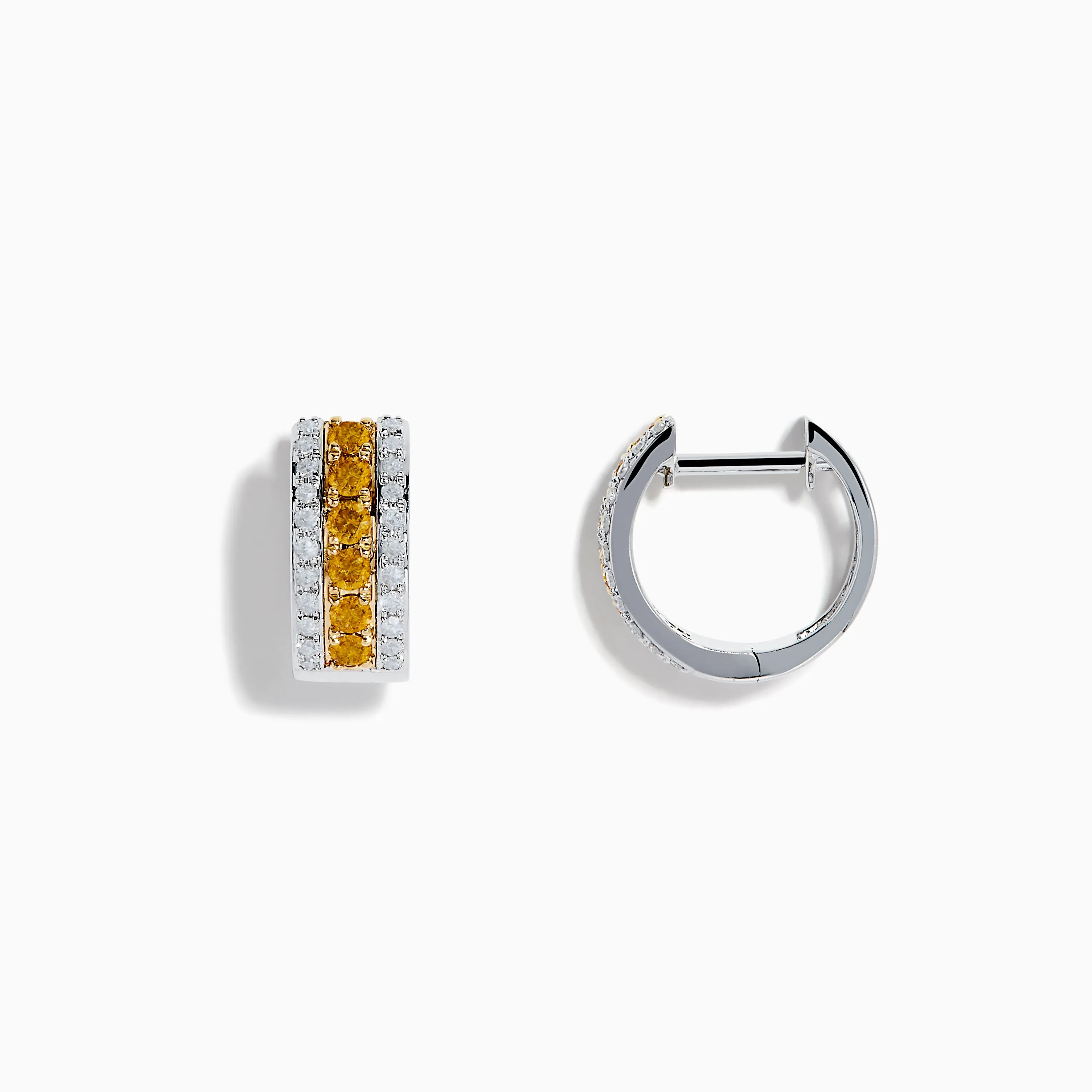 Canare 14K Two Tone Gold Yellow and White Diamond Huggie Earrings sold by Effy product image thumbnail 2