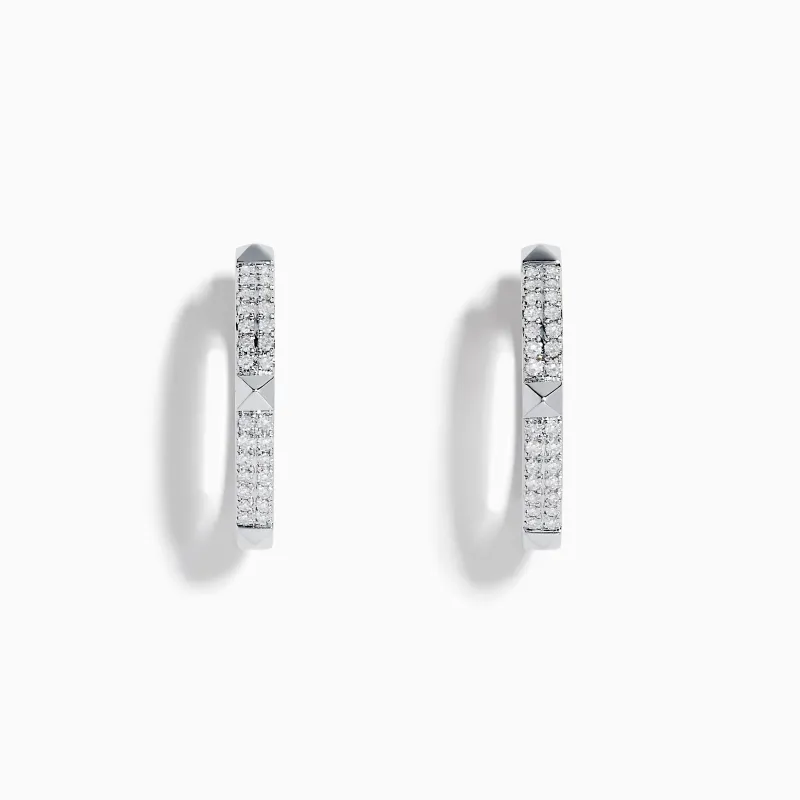 Pave Classica 14K White Gold Diamond Hoop Earrings sold by Effy