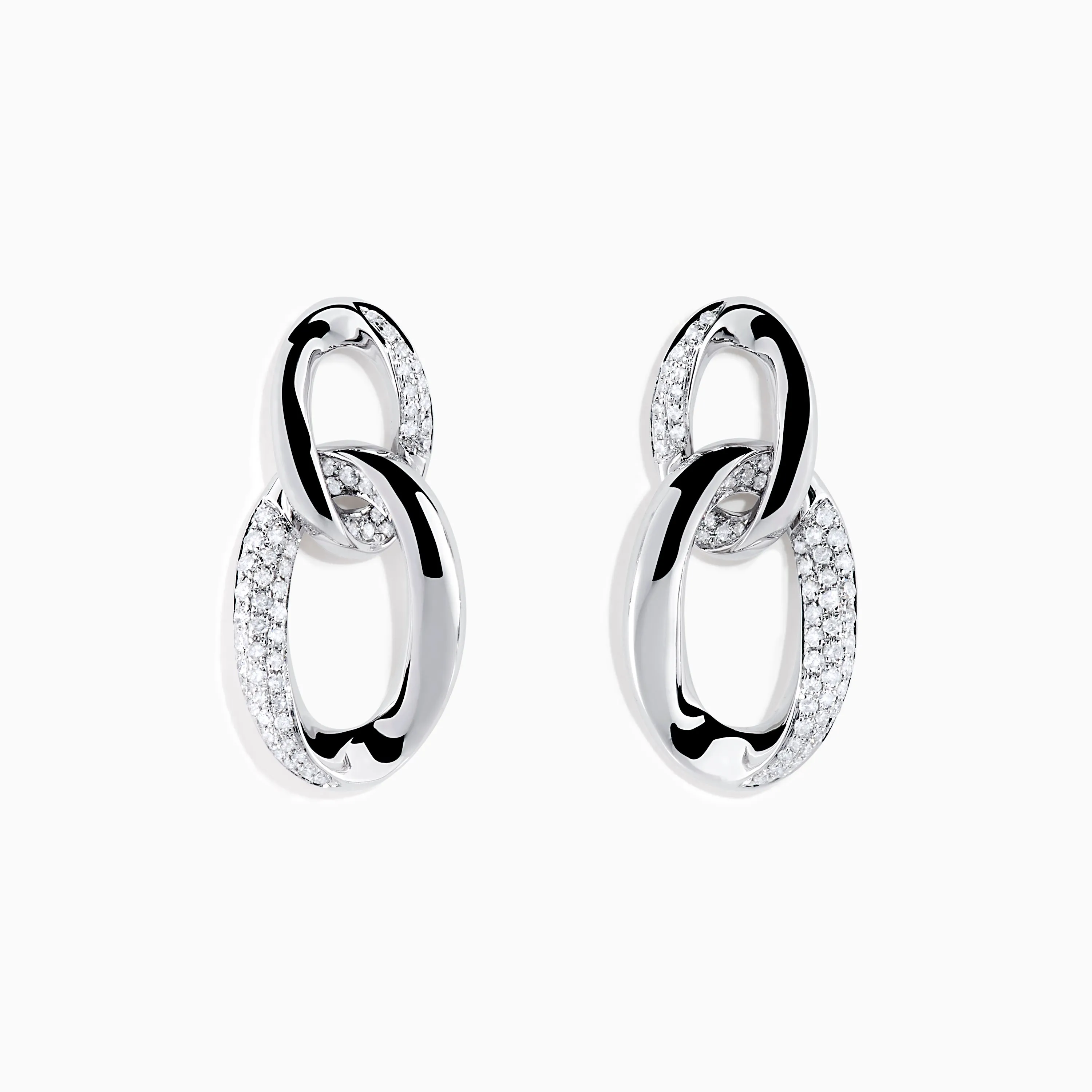 Pave Classica 14K White Gold Diamond Interlocking Links Earrings sold by Effy