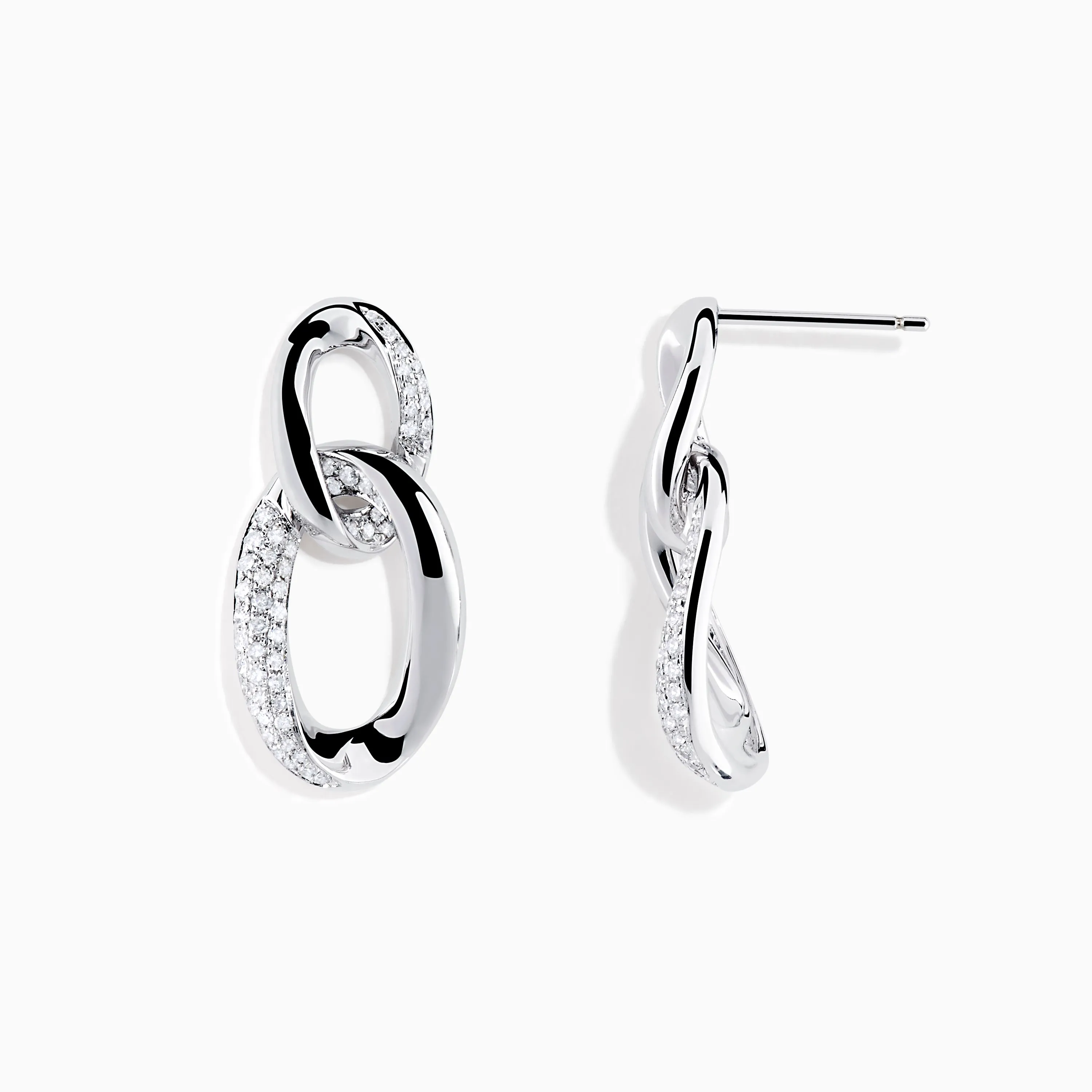 Pave Classica 14K White Gold Diamond Interlocking Links Earrings sold by Effy product image thumbnail 2