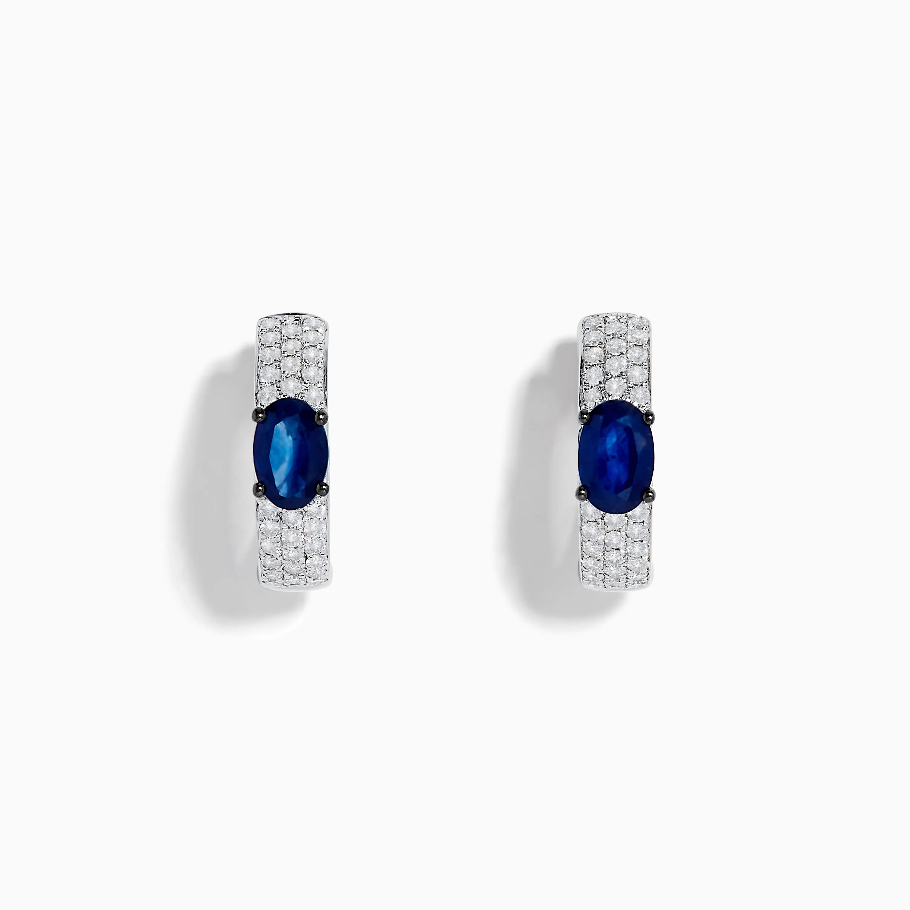 Royal Bleu 14K White Gold Sapphire and Diamond Huggie Earrings sold by Effy