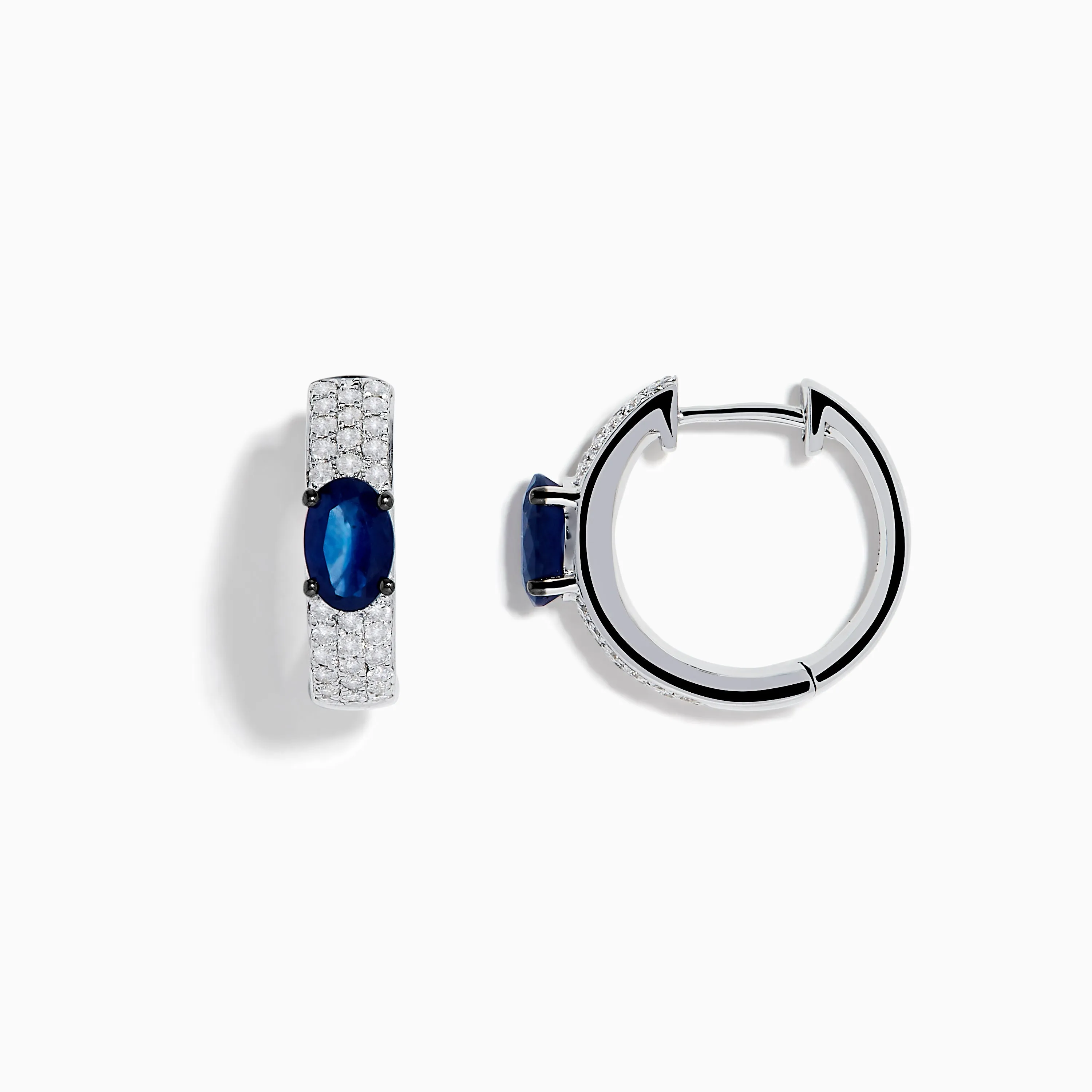 Royal Bleu 14K White Gold Sapphire and Diamond Huggie Earrings sold by Effy product image thumbnail 2