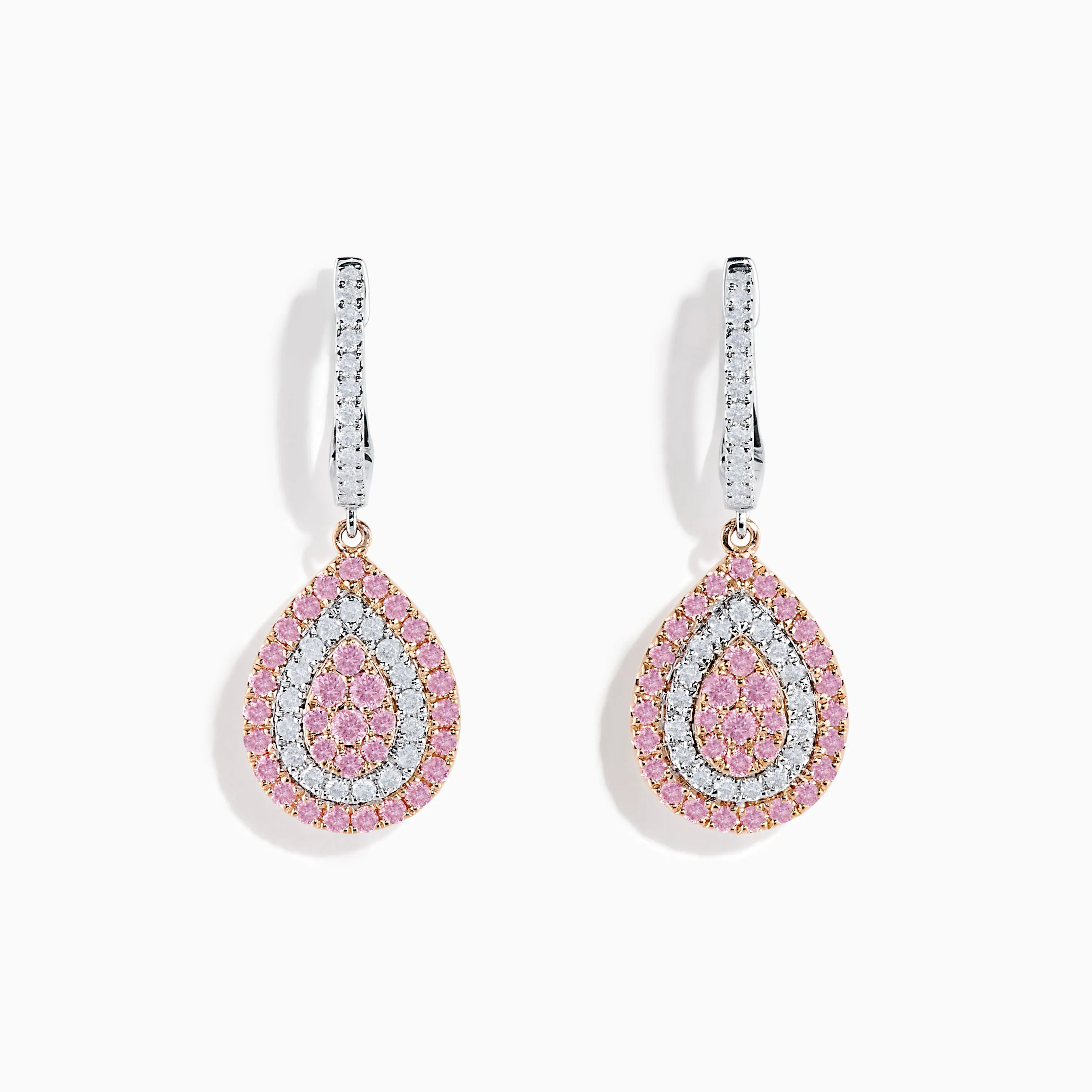 14K Two Tone Gold Pink and White Diamond Earrings sold by Effy