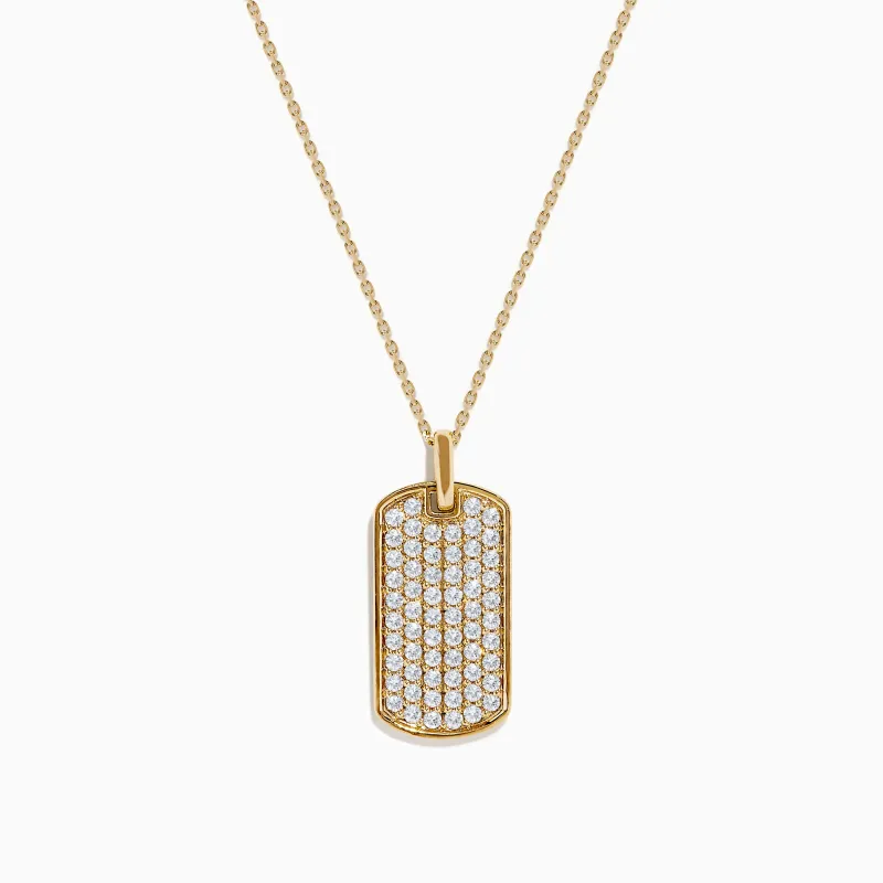 14K Yellow Gold Diamond Dog Tag Pendant sold by Effy