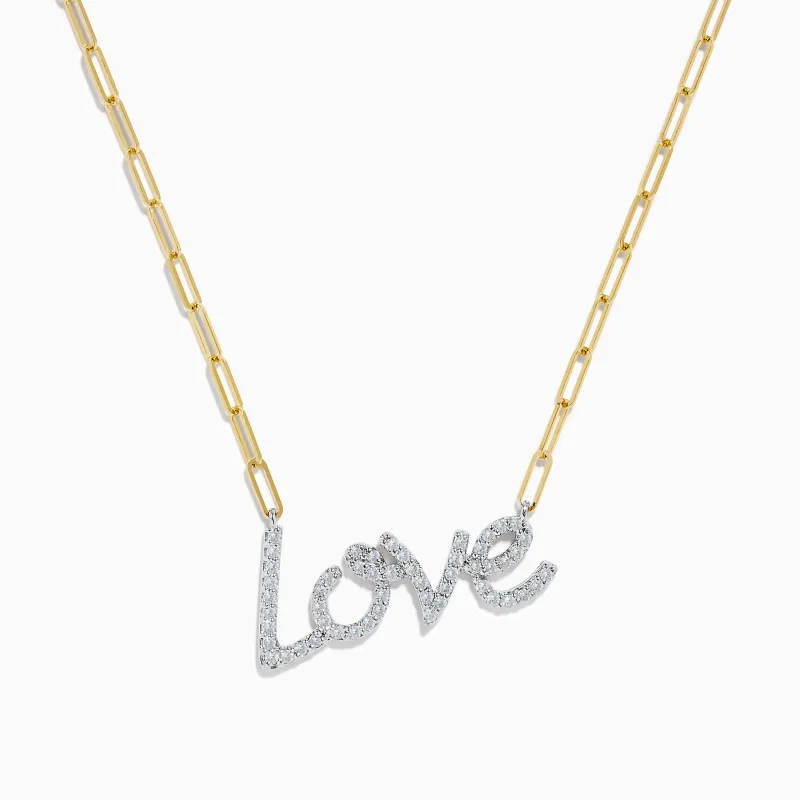 14K Two Tone Gold Diamond Love Necklace sold by Effy