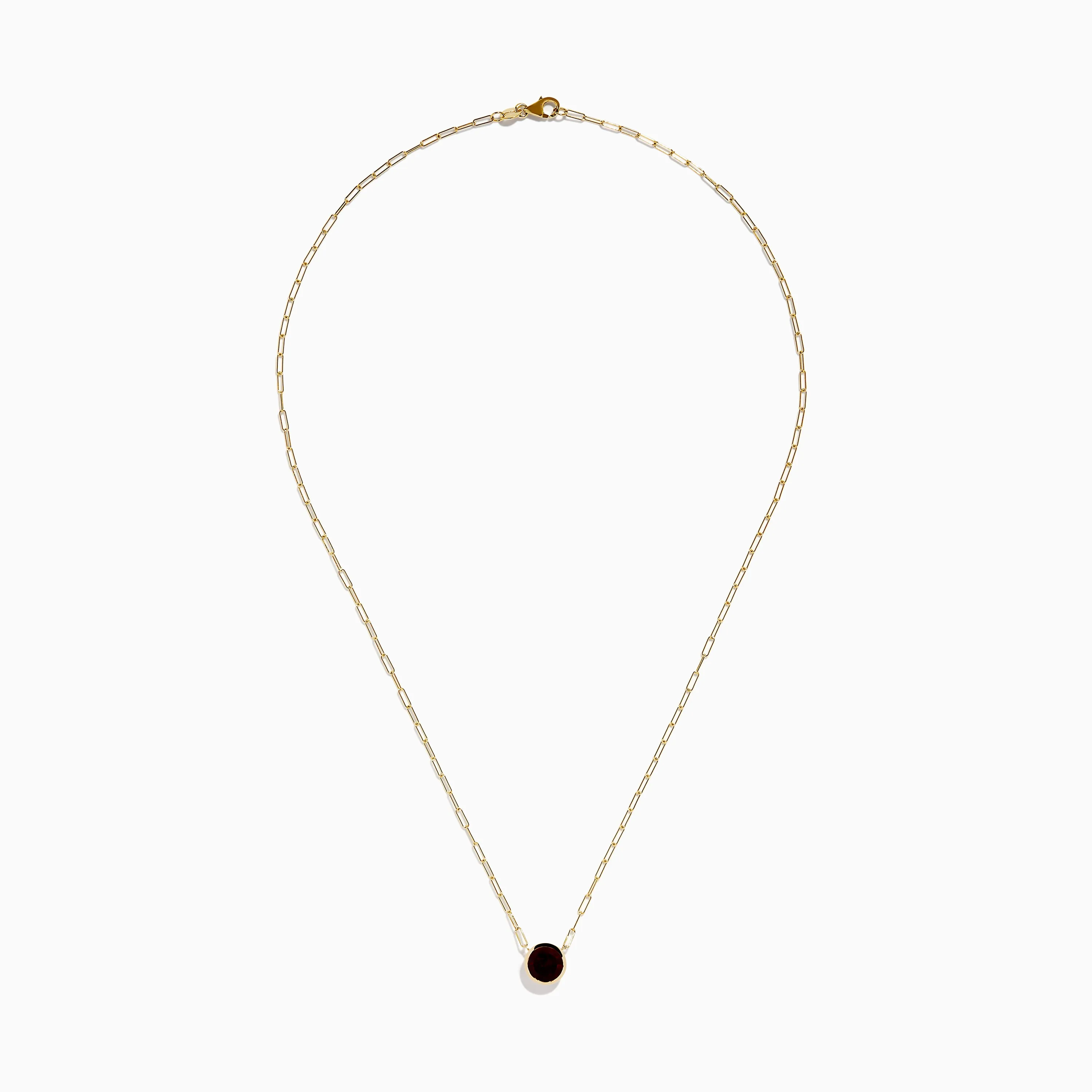 14K Yellow Gold Garnet Bezel Pendant with Paperclip Chain sold by Effy product image thumbnail 2