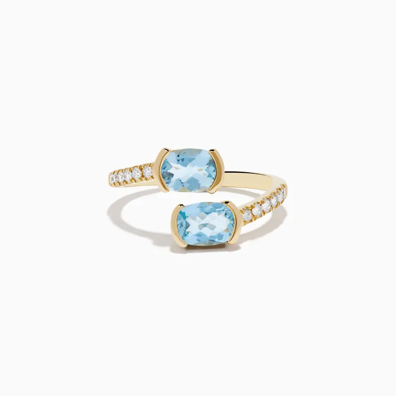 Aquarius 14K Yellow Gold Aquamarine and Diamond Bypass Ring sold by Effy