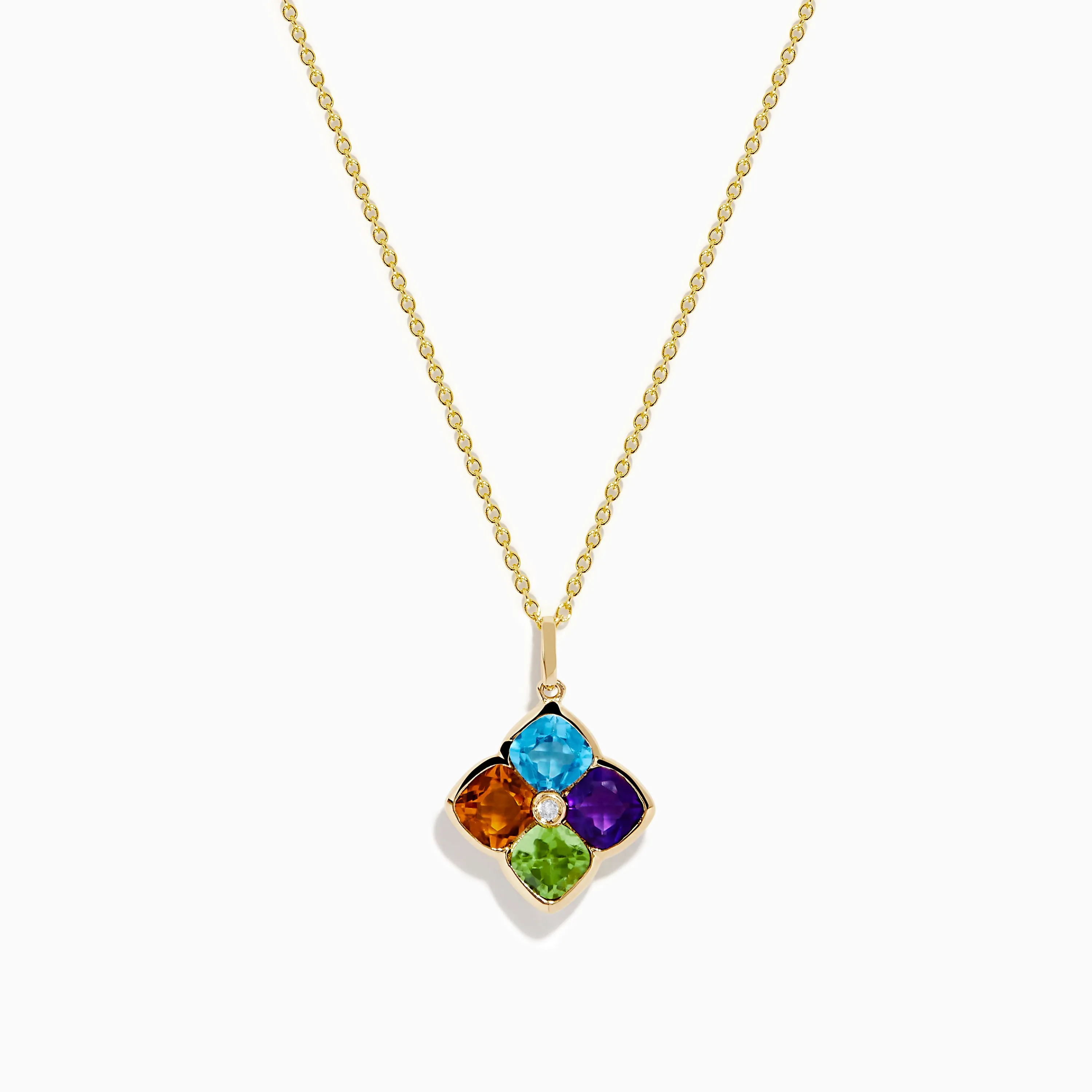 14K Yellow Gold Multi Color Gemstone and Diamond Pendant sold by Effy