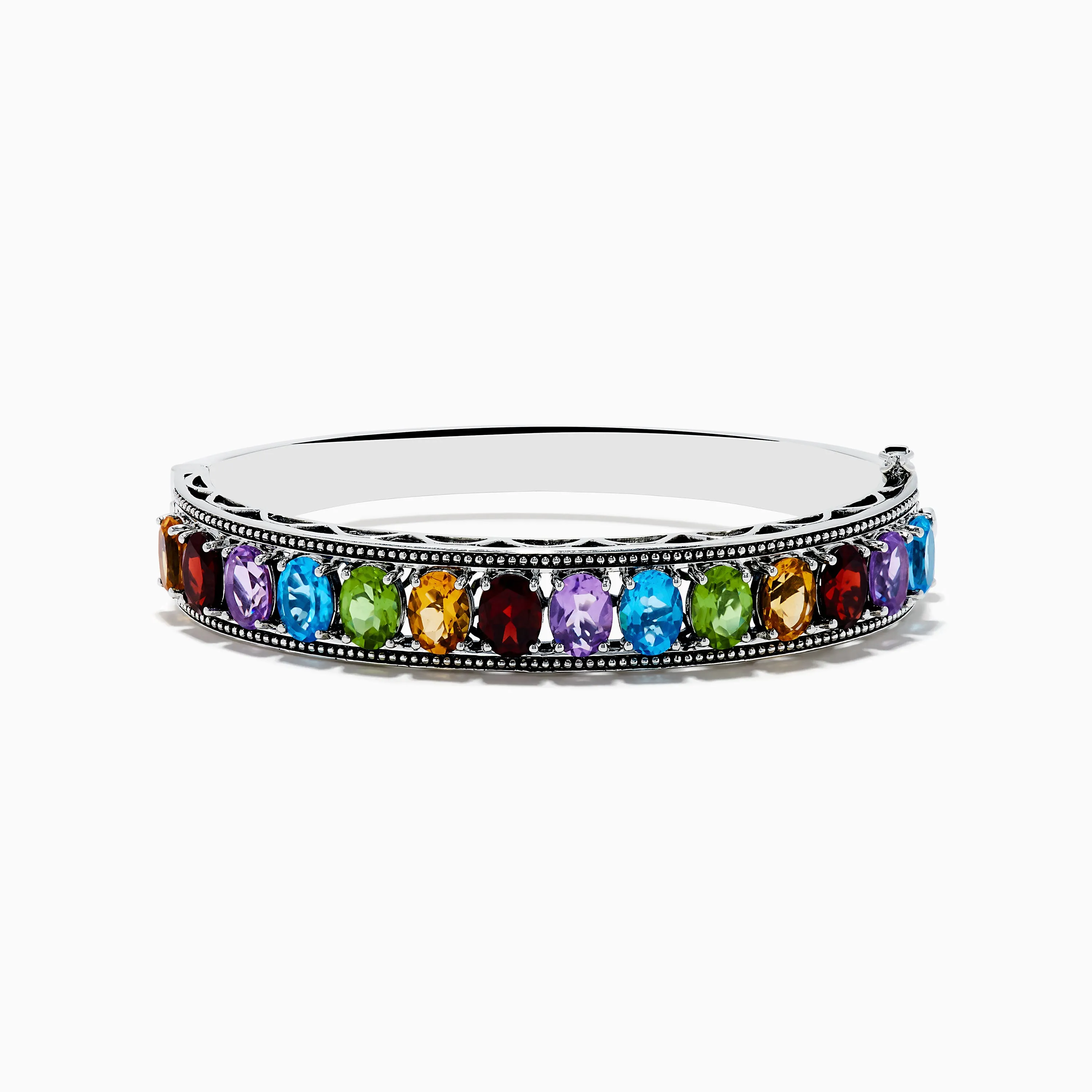 Mosaic 925 Sterling Silver Multi Color Gemstone Bangle sold by Effy