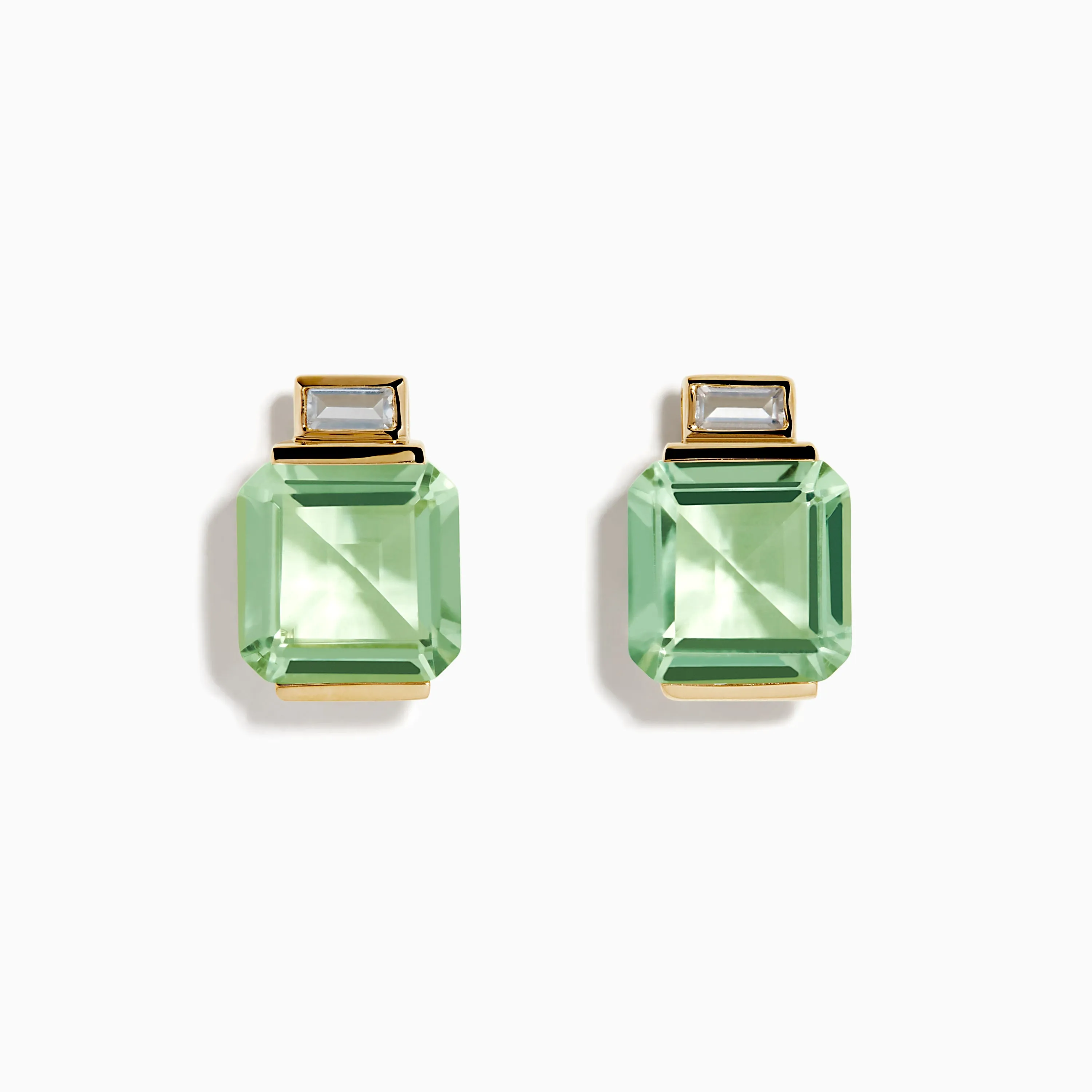 14K Yellow Gold Green Amethyst and White Topaz Earrings sold by Effy