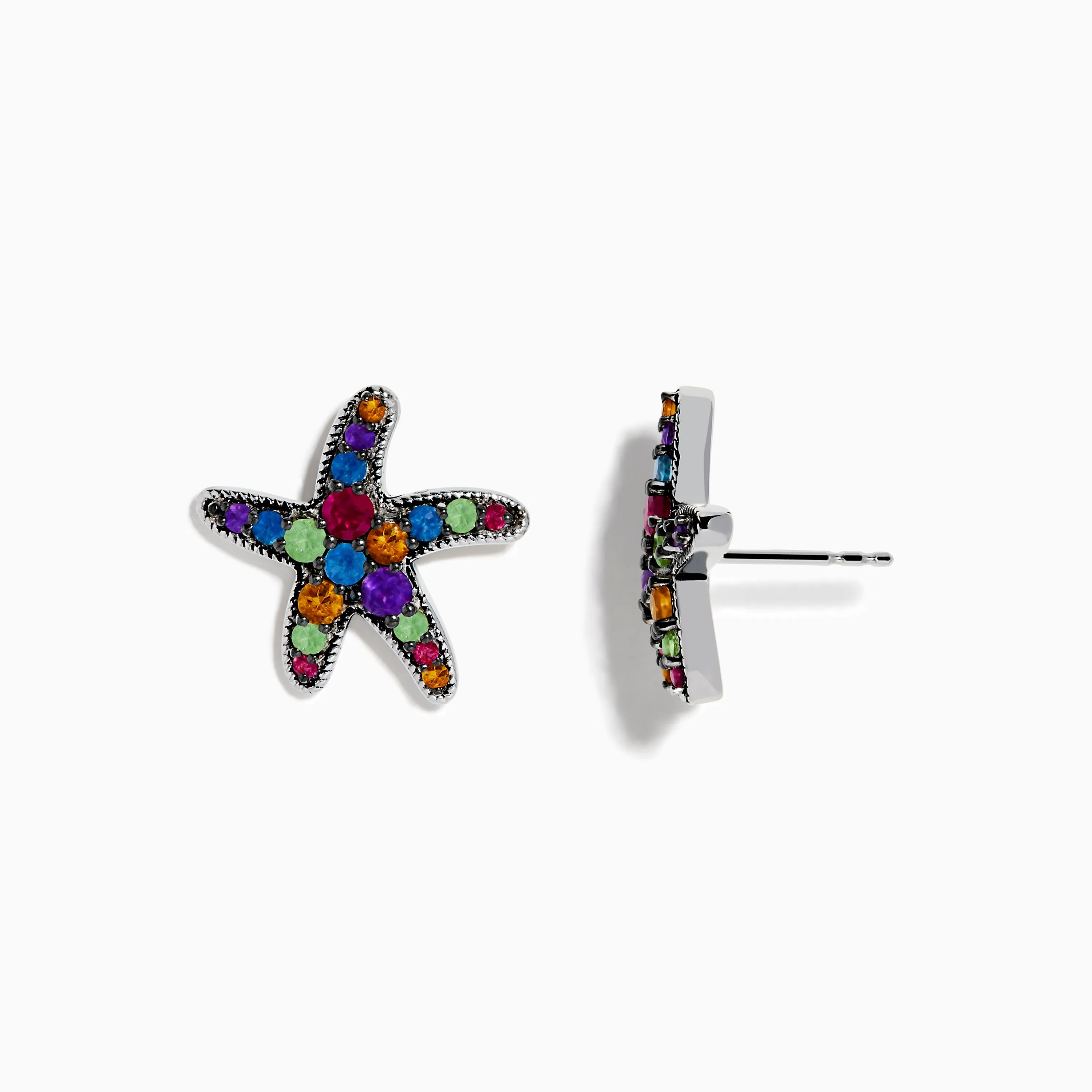Seaside 925 Sterling Silver Multi Color Gemstone Starfish Earrings sold by Effy product image thumbnail 2