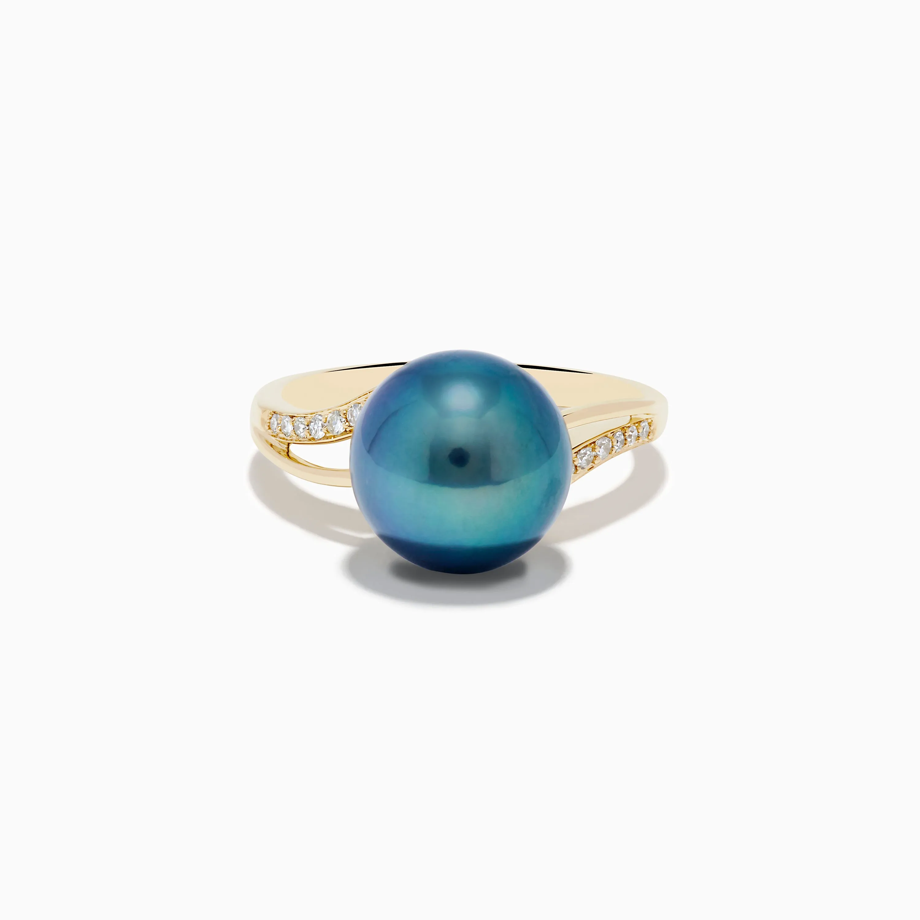 14K Yellow Gold Diamond Black Tahitian Pearl Ring sold by Effy