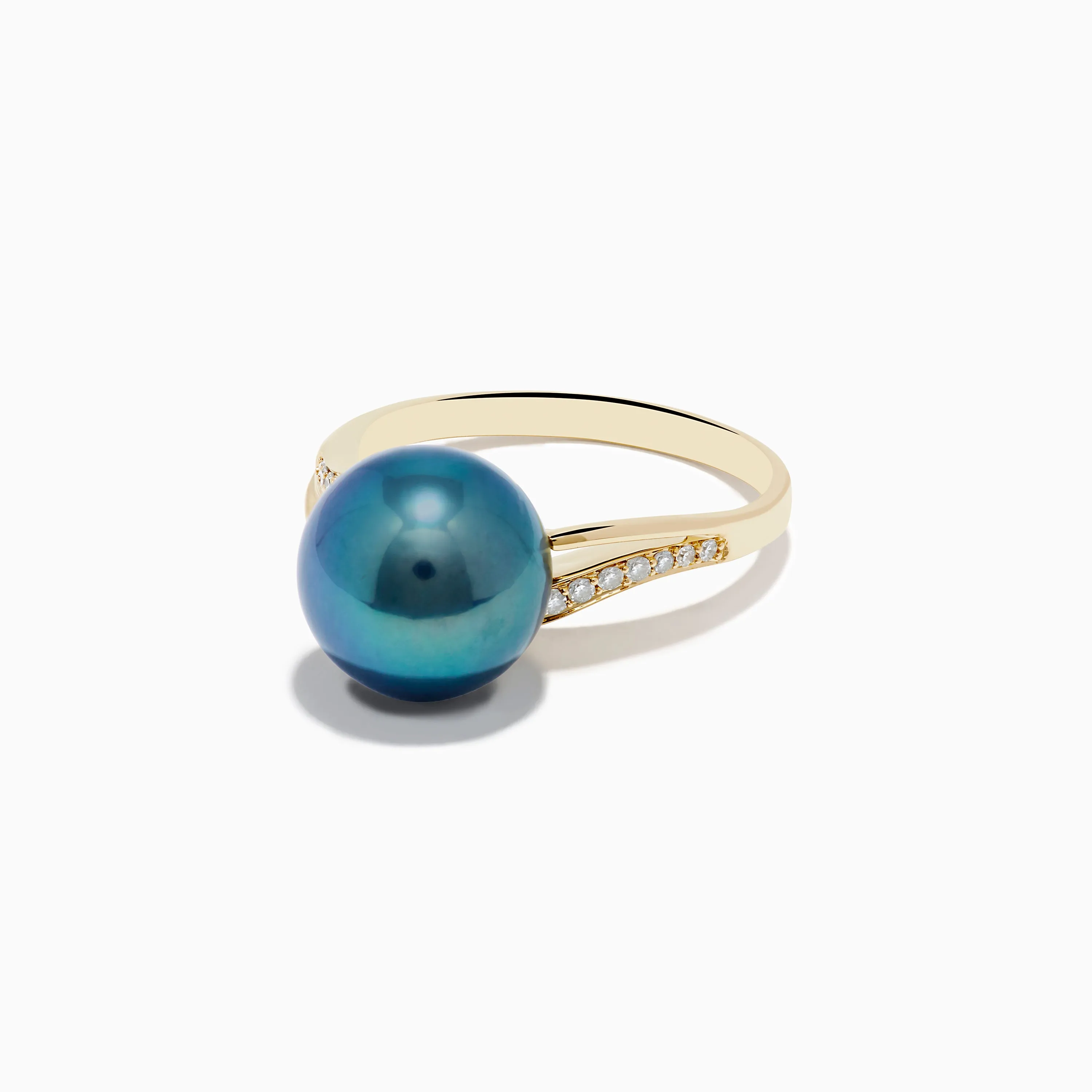 14K Yellow Gold Diamond Black Tahitian Pearl Ring sold by Effy product image thumbnail 2