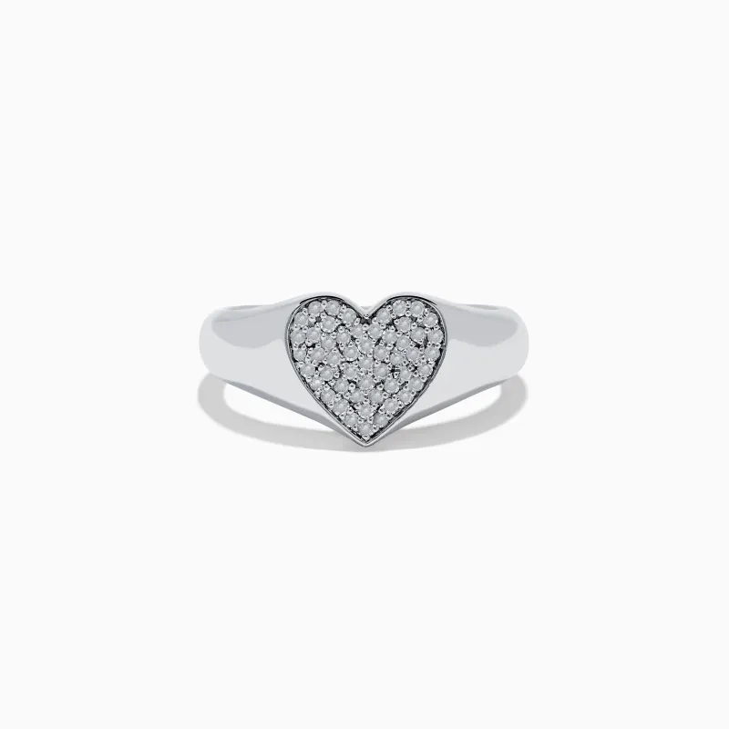 925 Sterling Silver Diamond Heart Ring sold by Effy