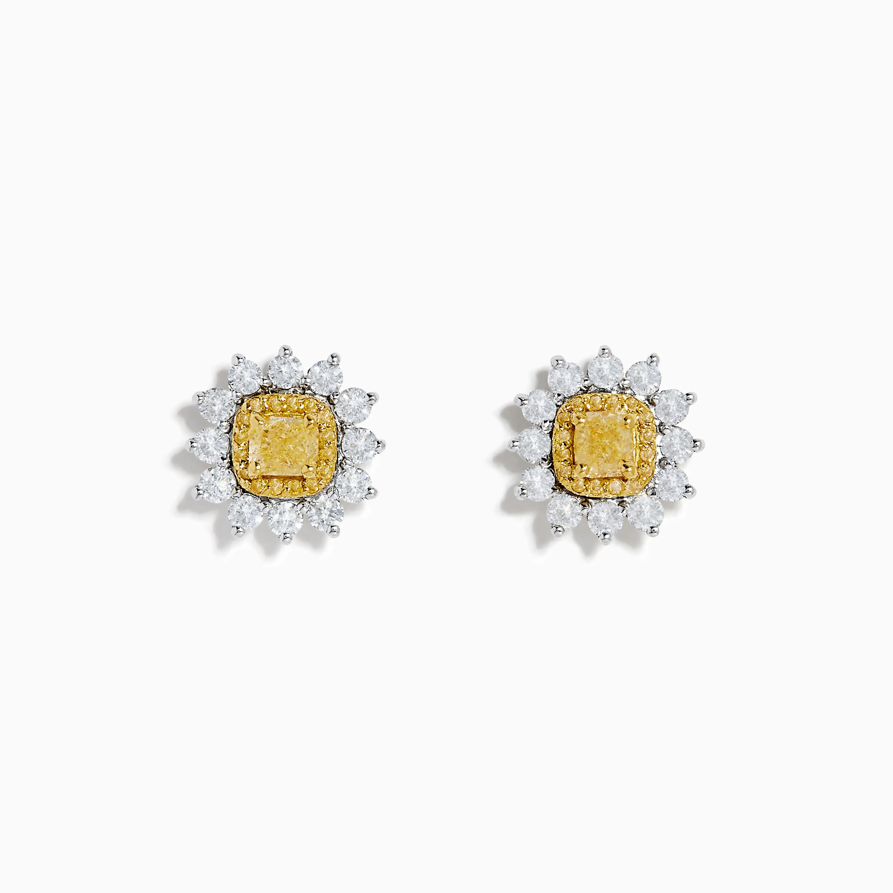 Canare 18K Two Tone Gold White and Yellow Diamond Flower Earrings sold by Effy