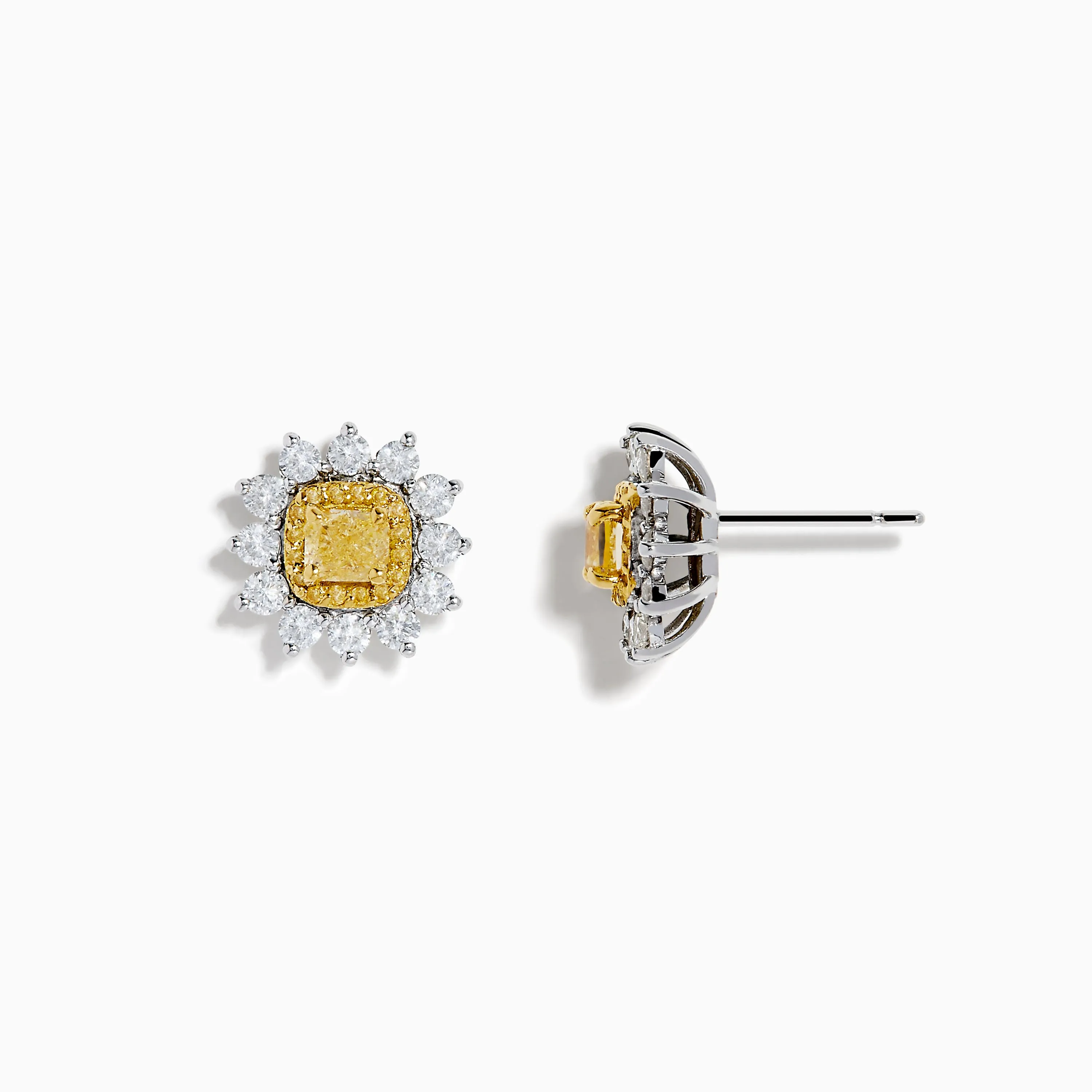 Canare 18K Two Tone Gold White and Yellow Diamond Flower Earrings sold by Effy product image thumbnail 2